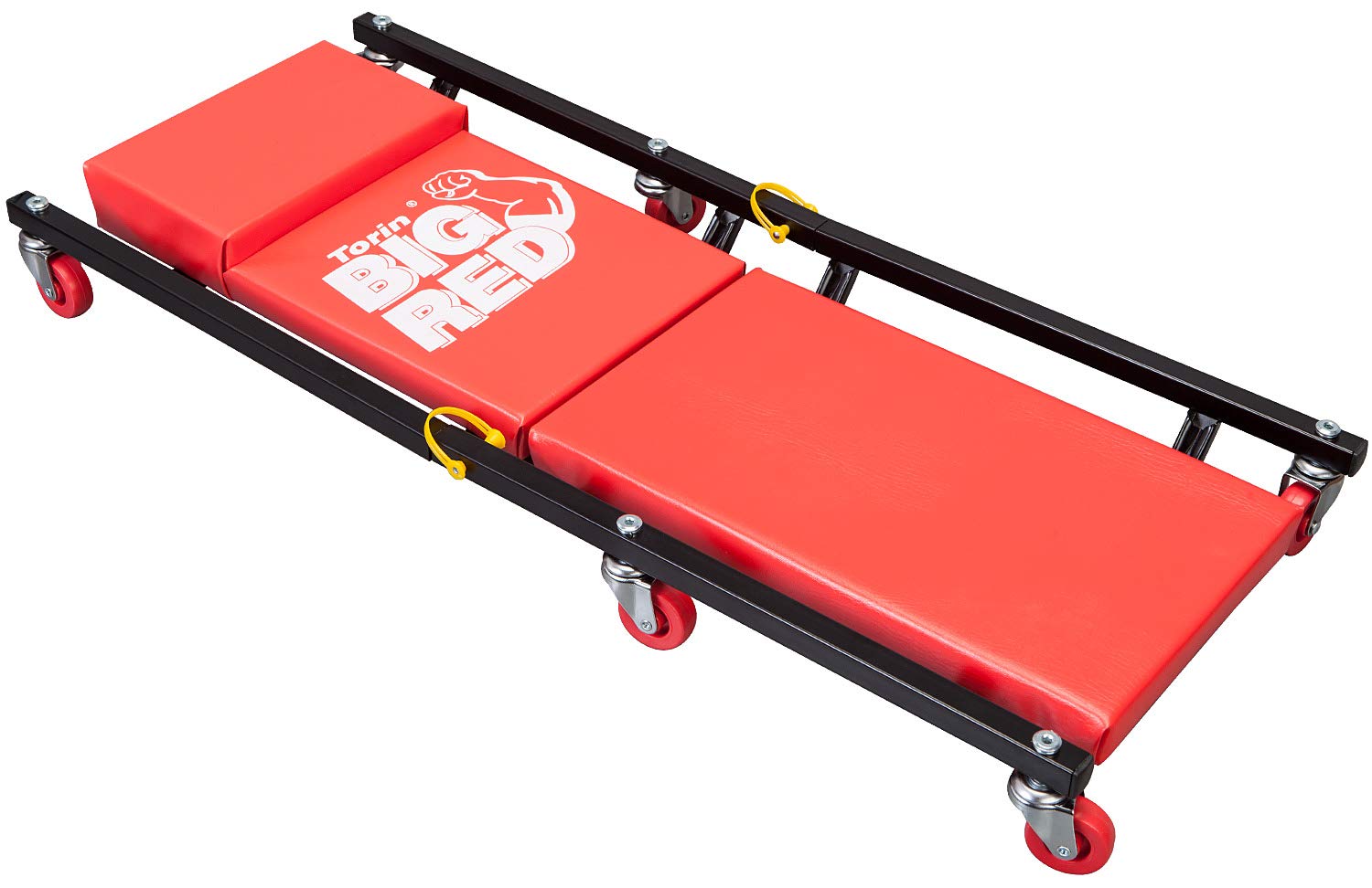 Big Red Rolling Garage/Shop Creeper: 2-Piece, 36'' Padded Mechanic Cart With Headrest And 6 Casters, Red,Ar7565B,Torin