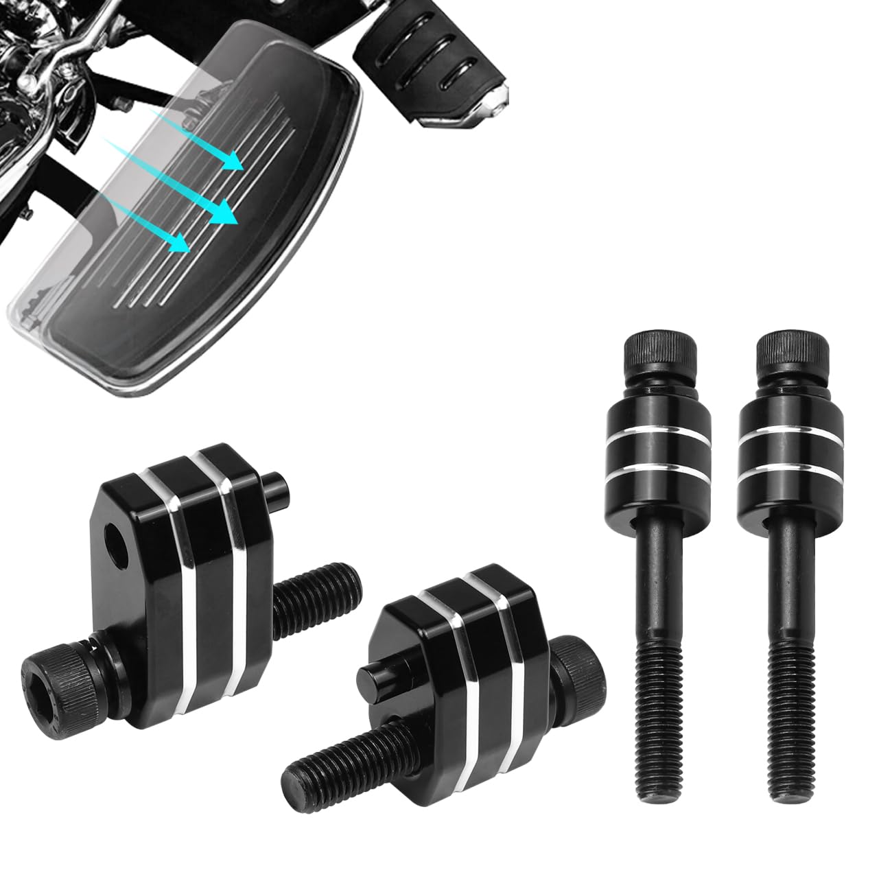 AUFER Driver Floorboard Outward Extension 1'' Spacer Extenders Kit Compatible With For 2009-2023 Touring Road Kings Street Glide