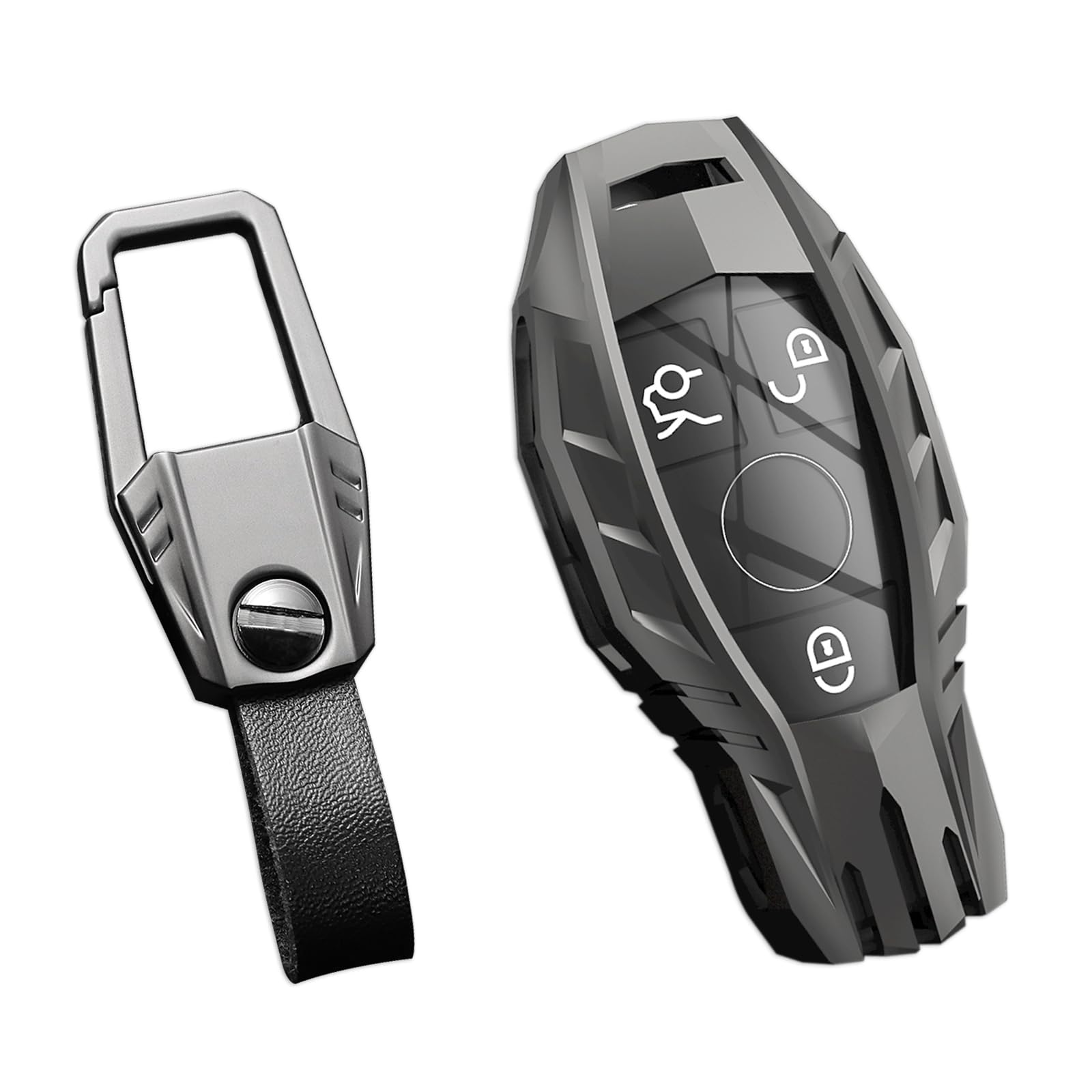Ocezbiis For Mercedes Benz Key Fob Cover,Keychain,Zinc Alloy Protection Car Key Shell Case Compatible With C E S M Cls Clk G Cla