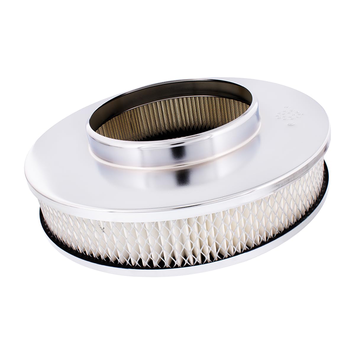 United Pacific S1107 Chrome 10'' Air Cleaner Assembly, Low Profile, Die-Cast Chrome Plated Wing Nut, Filter & Breather Hose Nipp