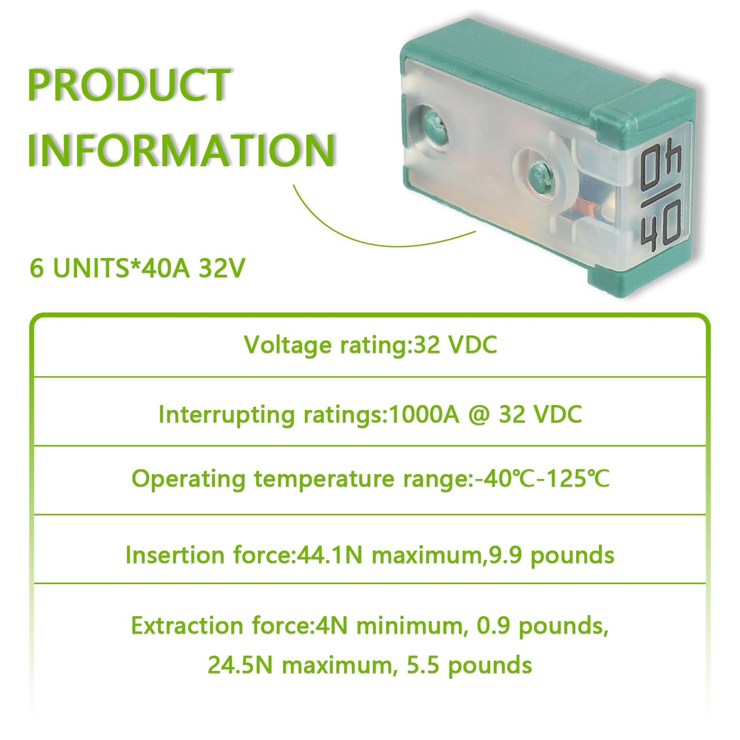 EPLZON 40A 32V Mini Automotive MCASE Shaped Cartridge Fuse Kit(Pack of 6pcs,40A)