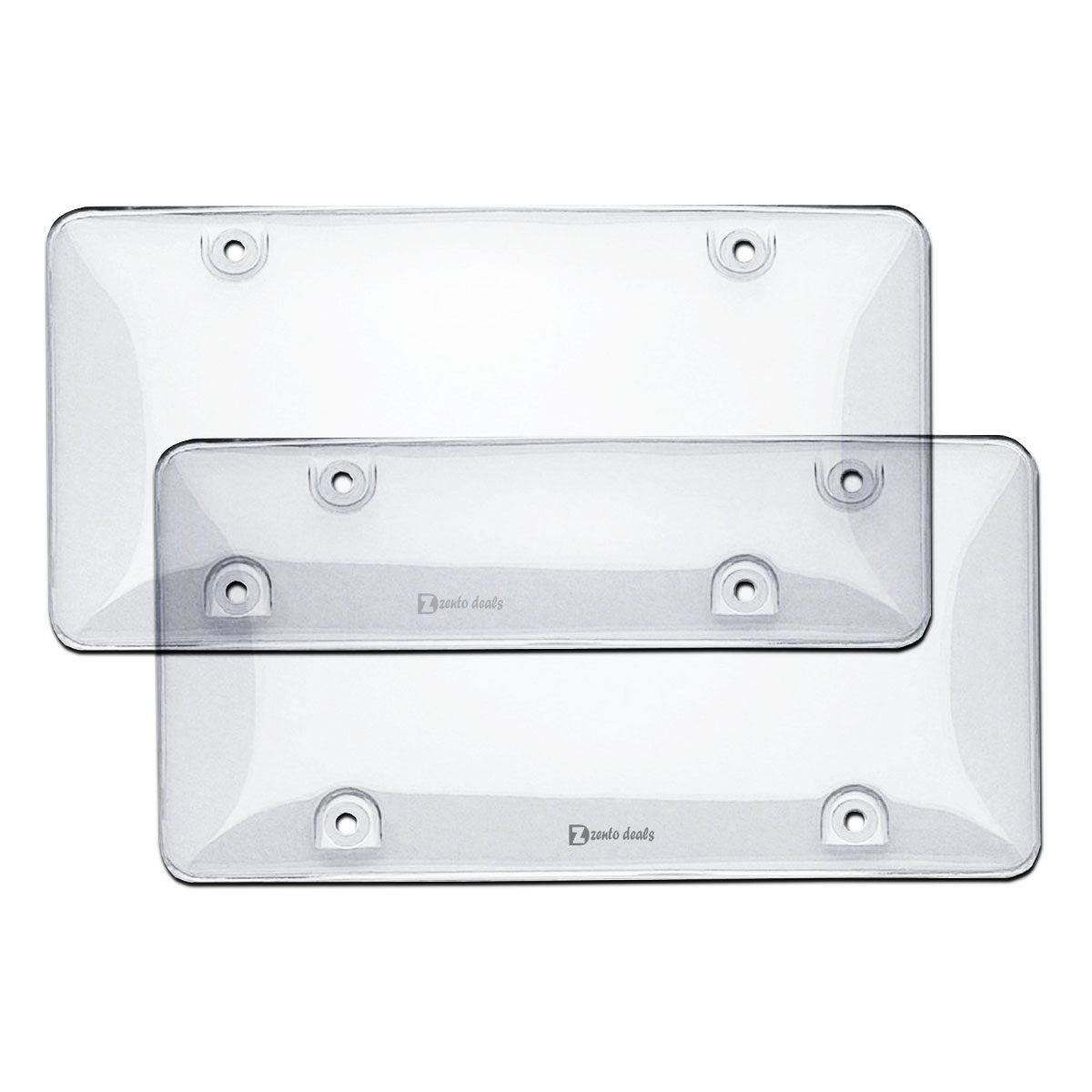 Zento Deals Clear License Plate Covers - 2-Pack - Novelty/License Plate Clear Flat Shields Covers (White 2)