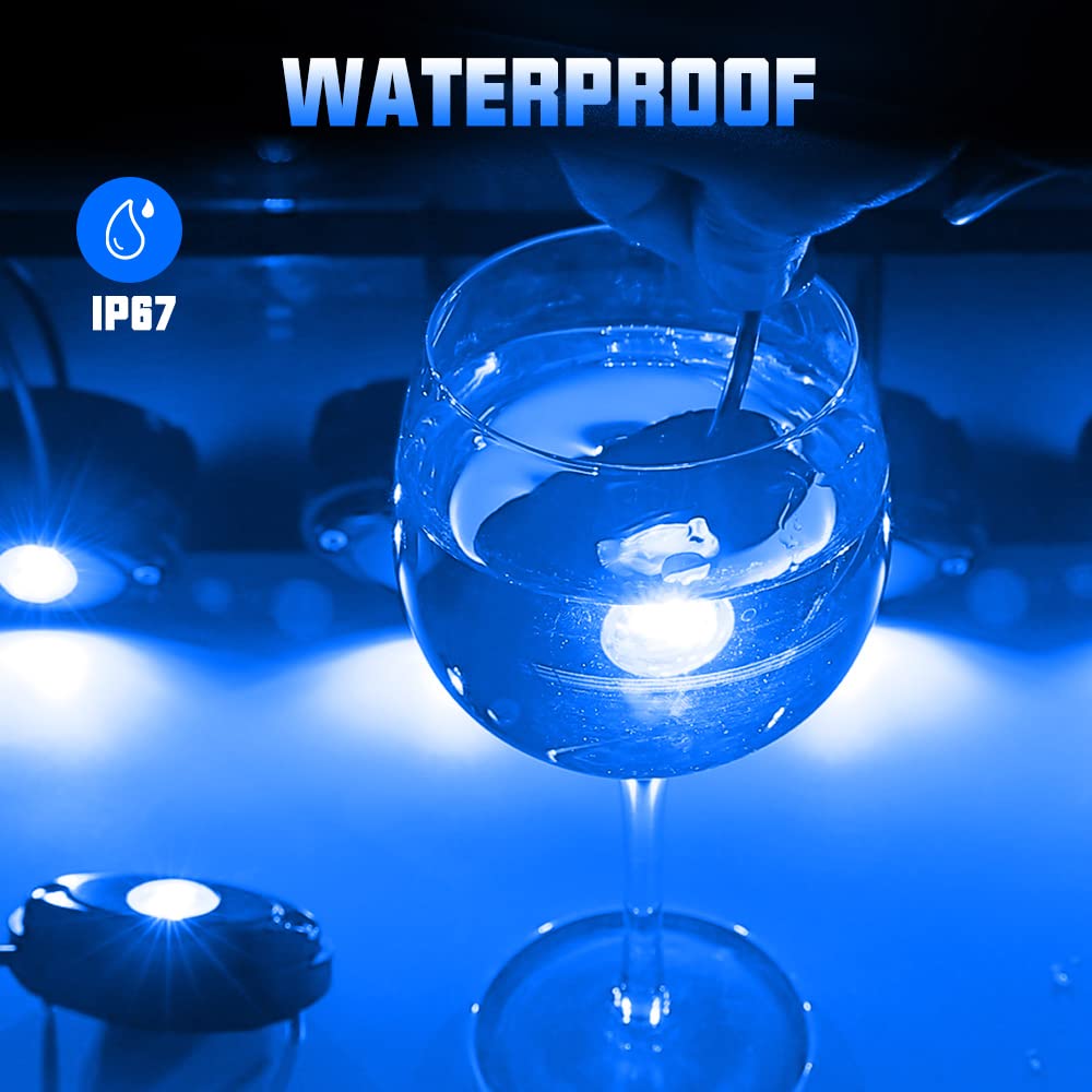 Sunpie 12 Pods Blue Rock Lights Kits For Off Road Truck Car Atv Suv Motorcycle Under Body Glow Light Lamp Trail Fender Lighting,