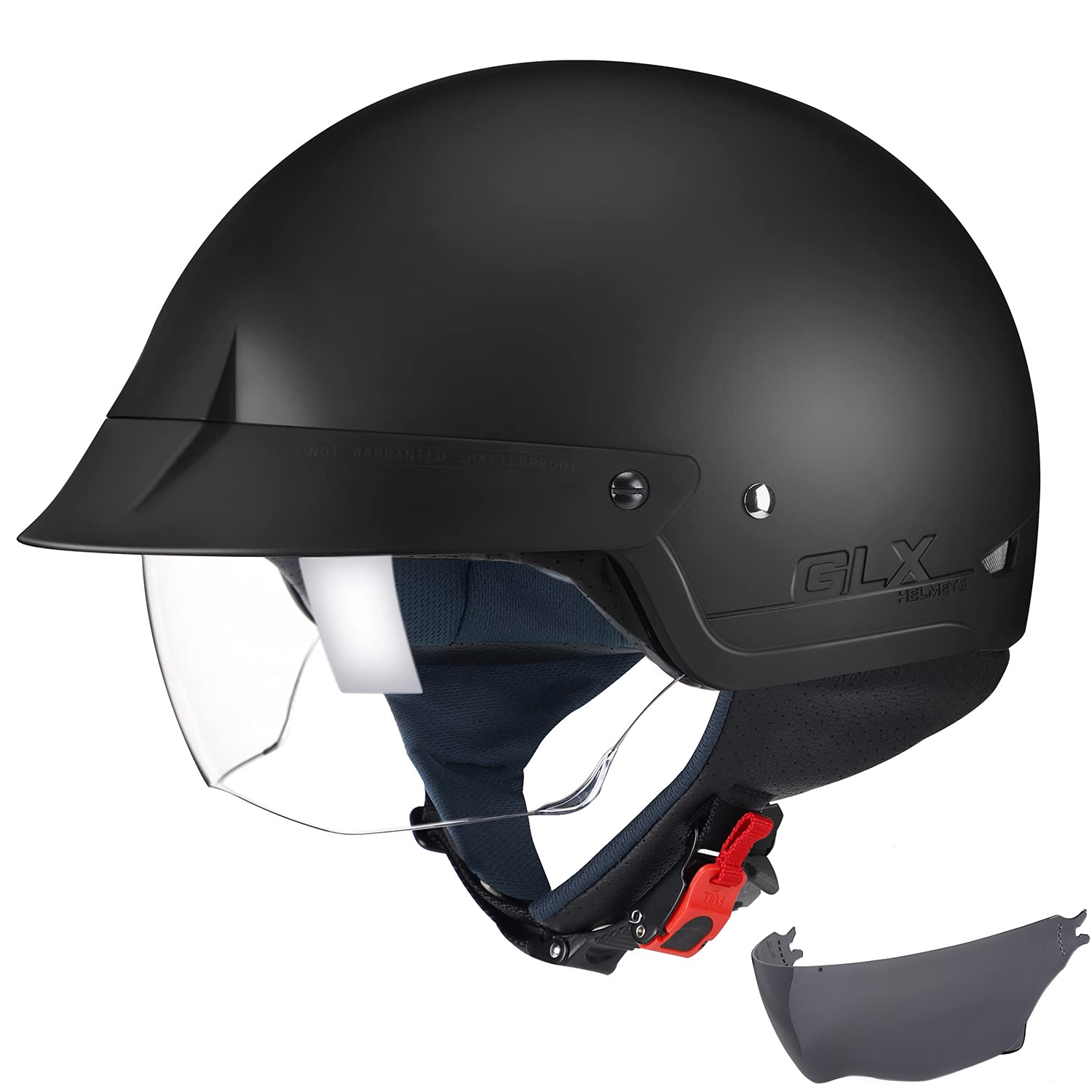 GLX M14 Open Face Motorcycle Helmet - Matte Black, XX-Large - DOT Approved