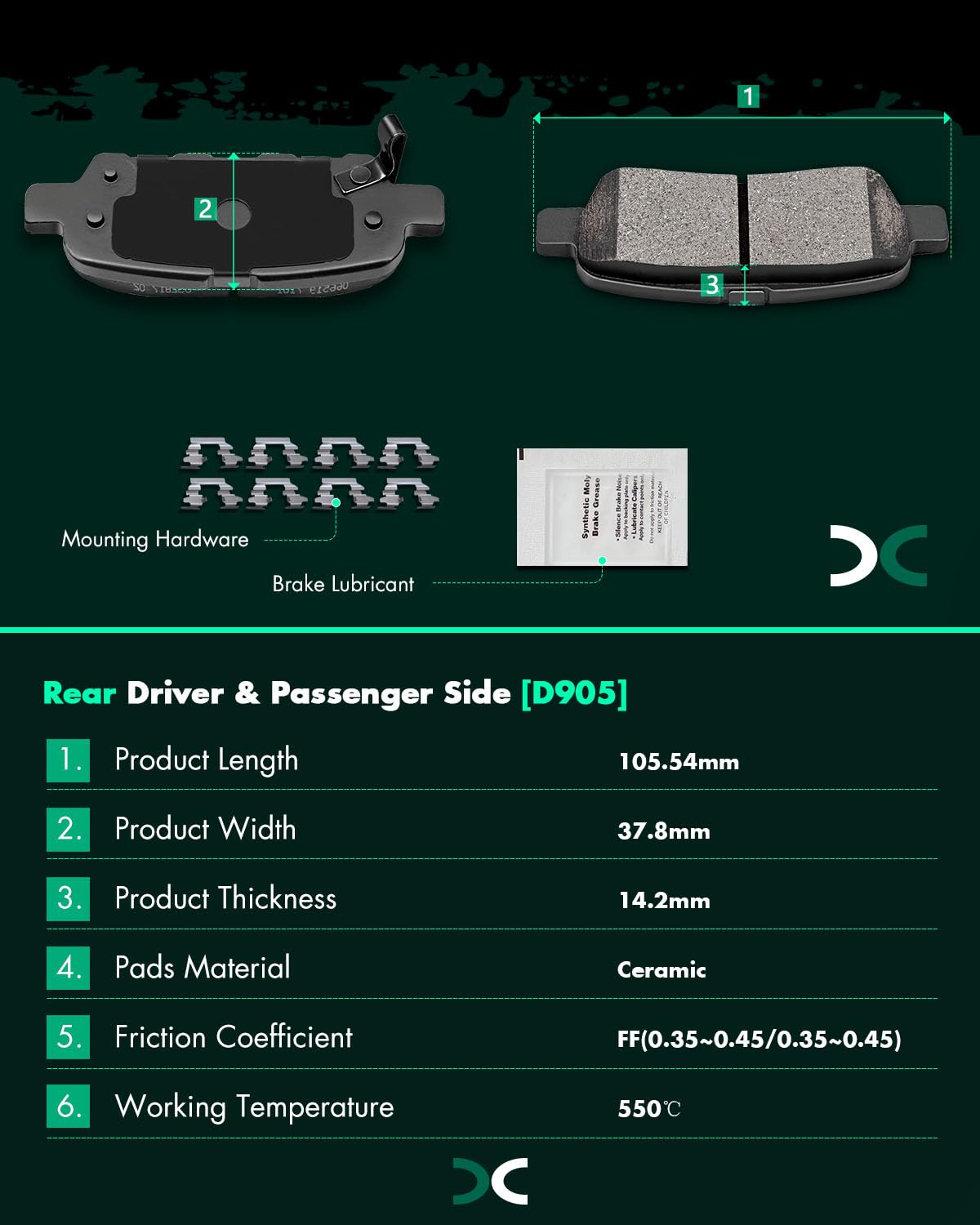 Scitoo D905 Rear Ceramic Brake Pads Sets Fit For Infiniti Ex35 Ex37 Fx35 Fx37 Fx45 G25 G35 G37 M35 M35H M37 M45 M56 Q40 Q50 Q60