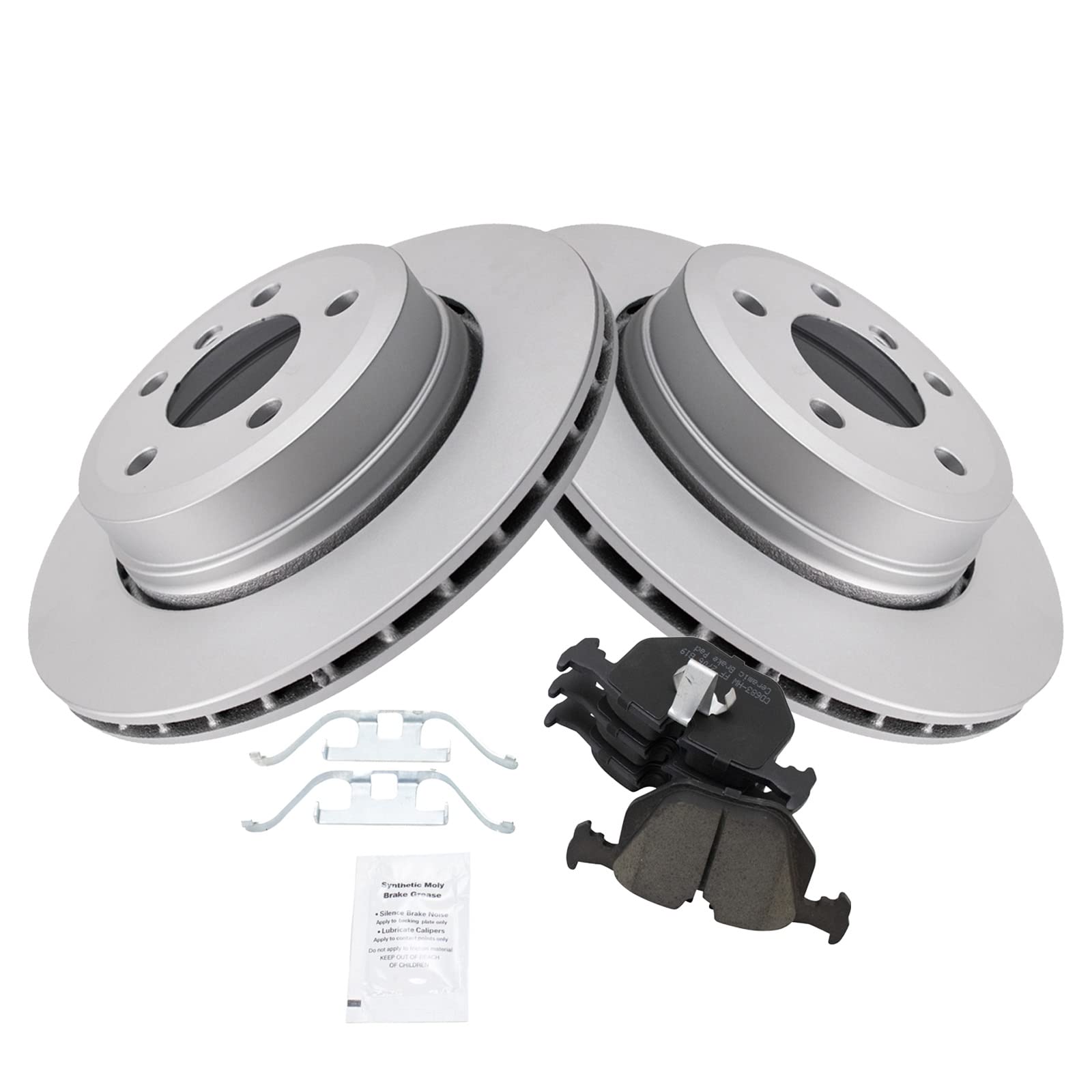 Trq Rear Brake Pad & Rotor Kit Brake Pads Brake Rotor Ceramic Premium G-Coated Compatible With 2004-2010 Bmw X3