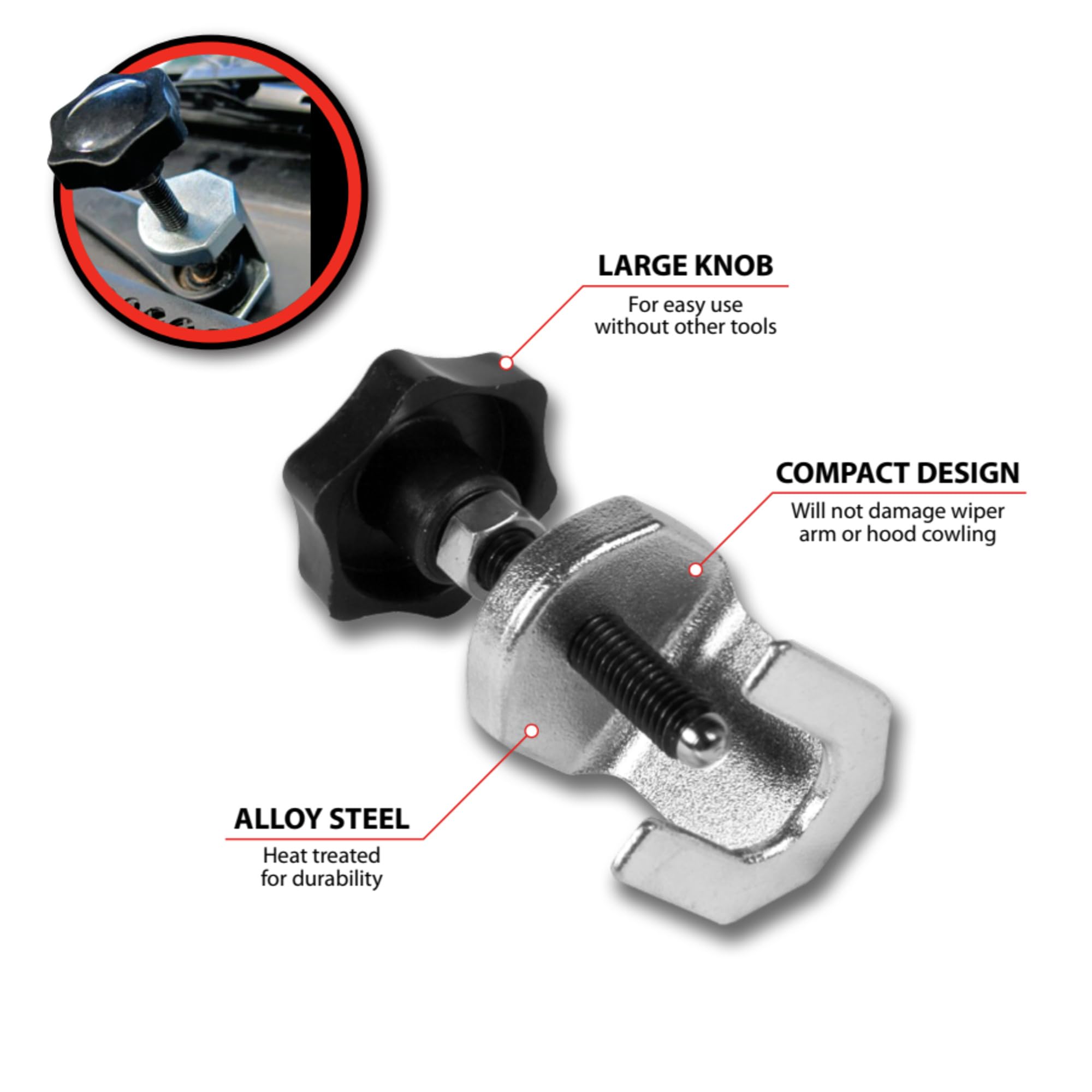 Performance Tool W86555 - Heavy Duty Wiper Arm Puller Tool for Easy Removal without Damage - Heat Treated Alloy Steel for Most C