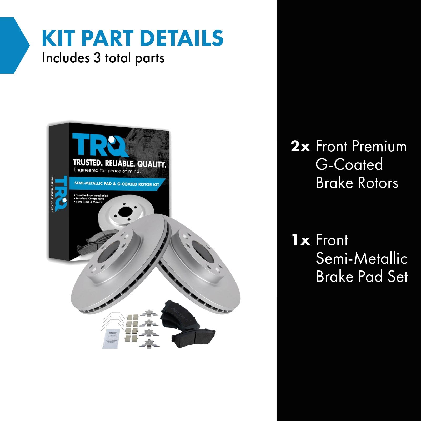 Trq Front Brake Pad & Rotor Kit Brake Pads Brake Rotor Semi-Metallic Premium G-Coated Compatible With 2006-2012 Ford Fusion 2007