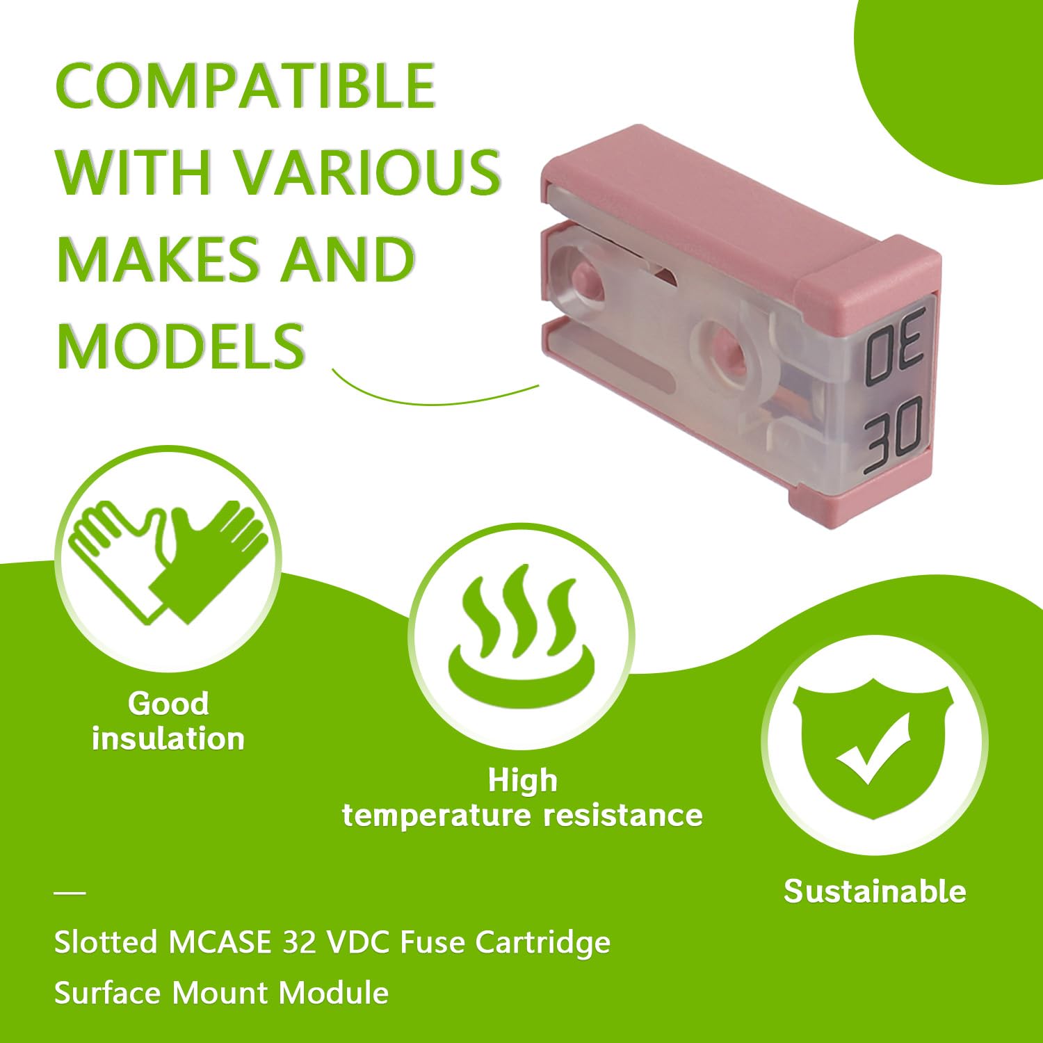 EPLZON 30A 32V Mini Slotted Automotive MCASE Shaped Cartridge Fuse Kit(Pack of 6pcs,30A)