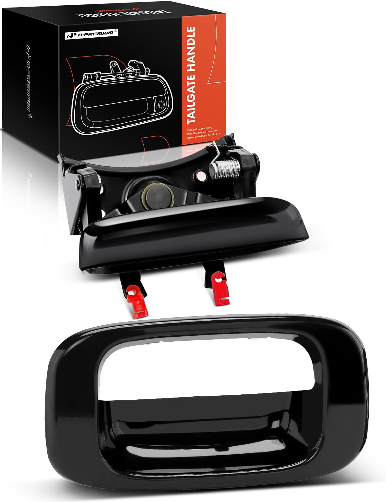 A-Premium - Smooth Black Tailgate Handle Latch and Bezel Trim with Rod Clips - Compatible with Chevy & GMC Models - Silverado Si