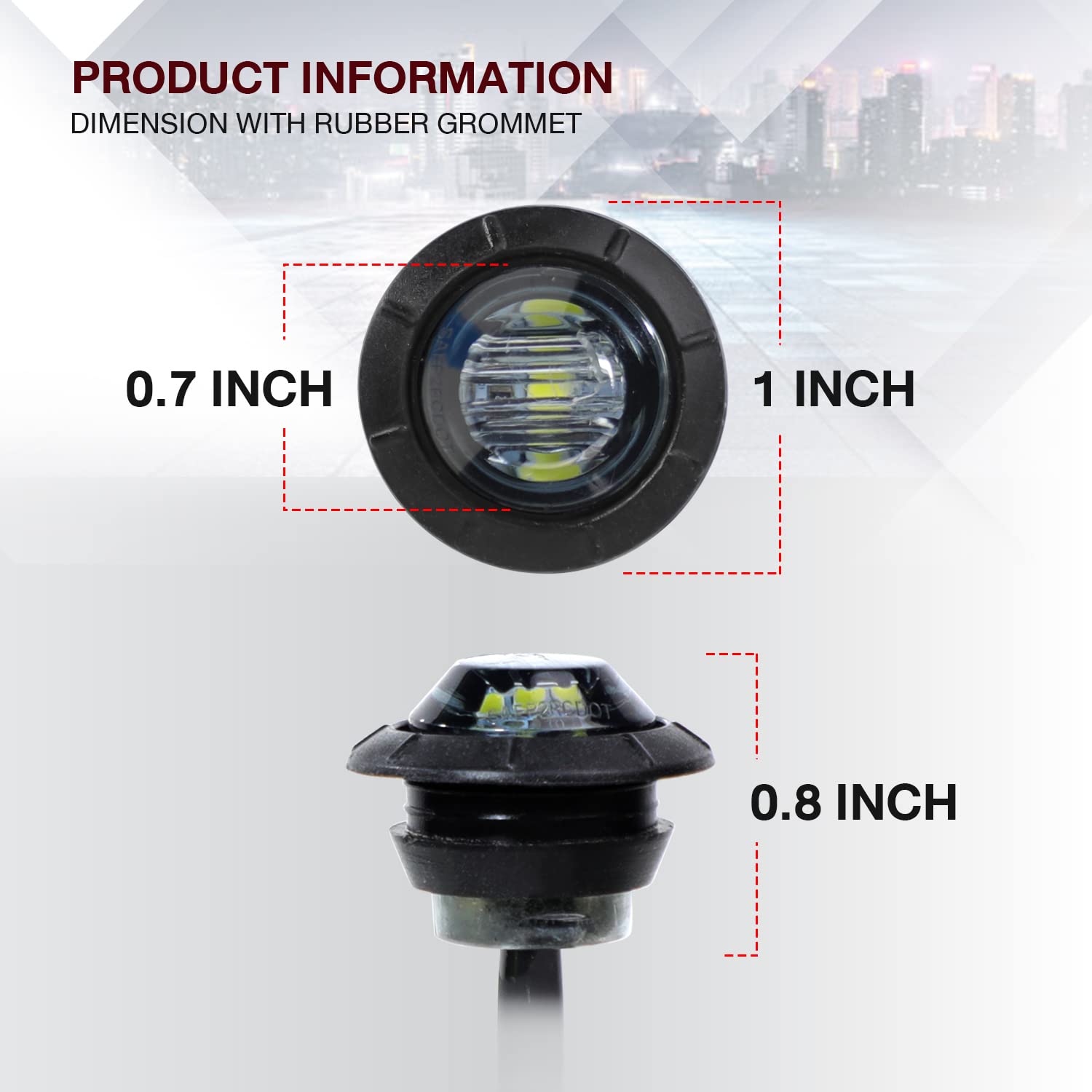 Tmh 10 Pcs 3/4 Inch Mount Smoked Lens & White Light Clearance Markers Side Marker Indicator Lights Mini Round Front Rear 3 Led F