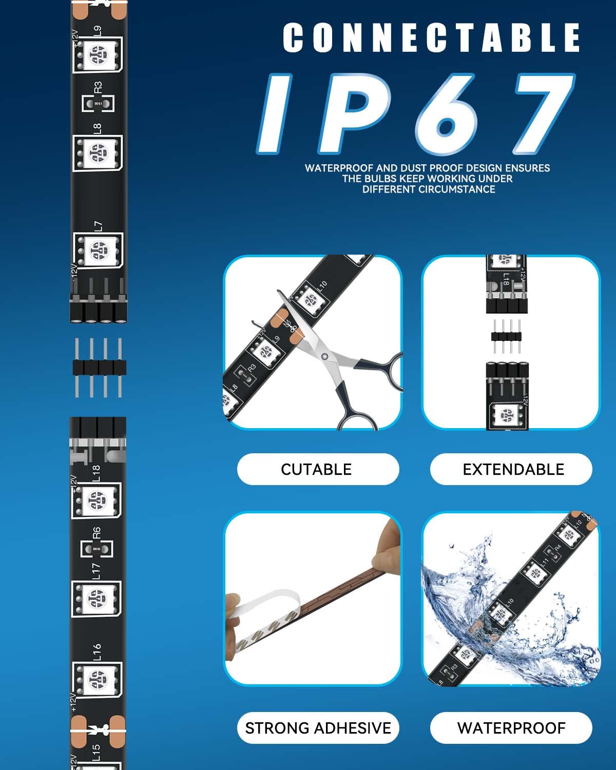 Car Led Strip Lights 24' Connectable 12V Led Light Strip For Cars Golf Cart Boat Marine Motorcycle Interior & Exterior Waterproof Led Strip Pink, 4Pack