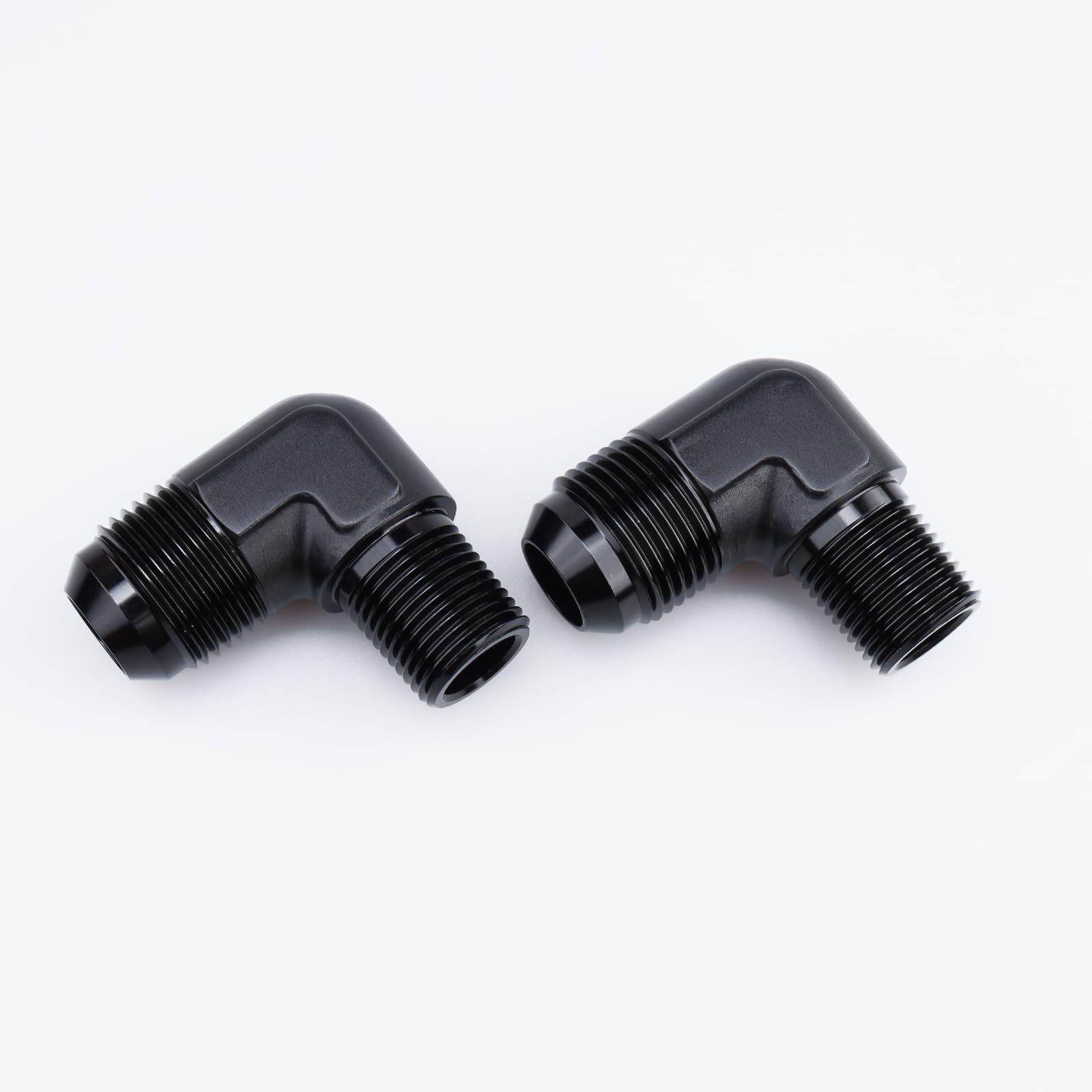 Ac Performance 90 Degree Elbow -12 An Male To 1/2'' Npt Male Fitting Adapter Connector Aluminum Black, Pack Of 2