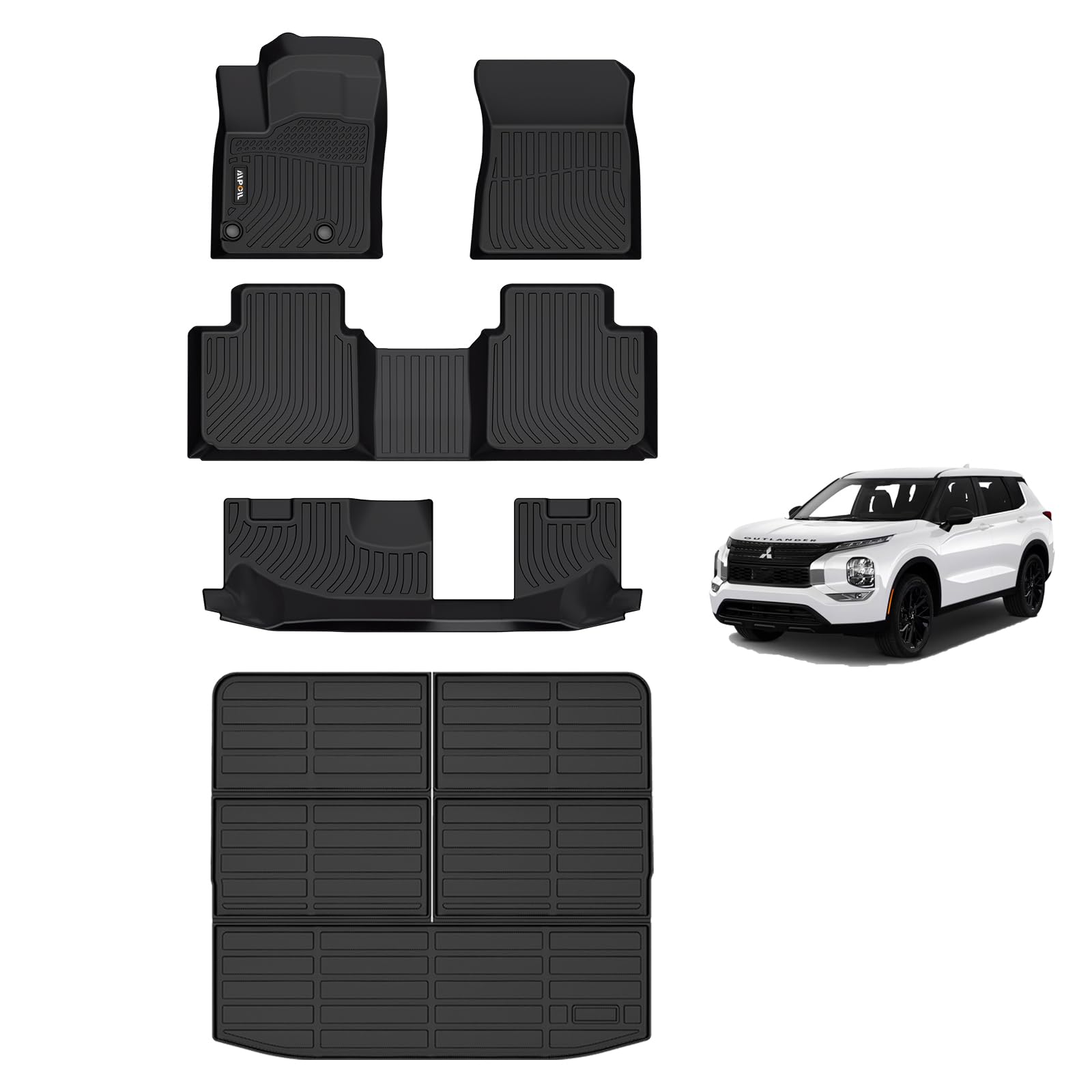 AIPOILFloor Mats & Cargo Liner Custom for Mitsubishi Outlander 2022-2024 (Not for PHEV or Sport Models) | Fits 1st & 2nd & 3rd R
