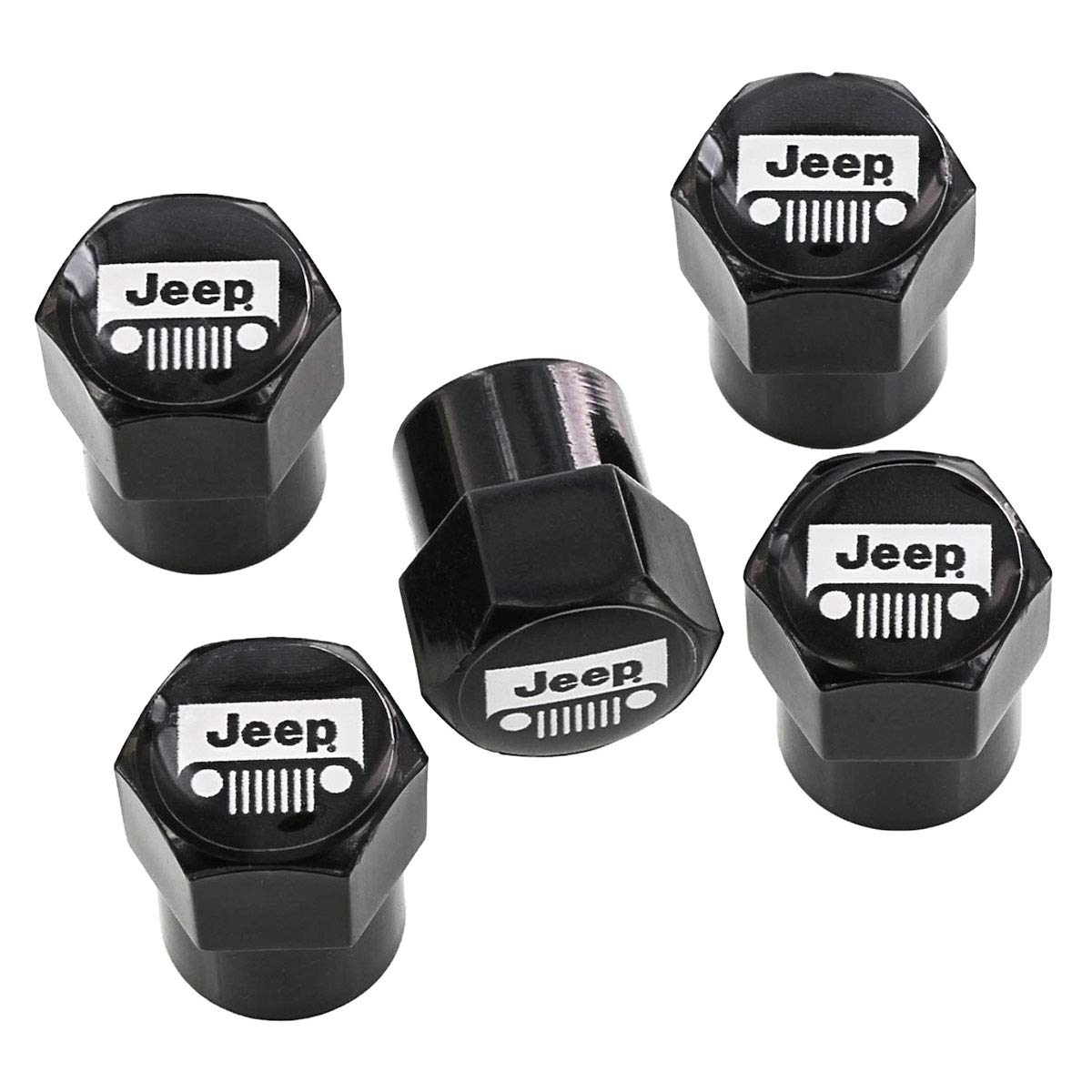Jeep Logo Black Finish Valve Cap Covers … (Black A)