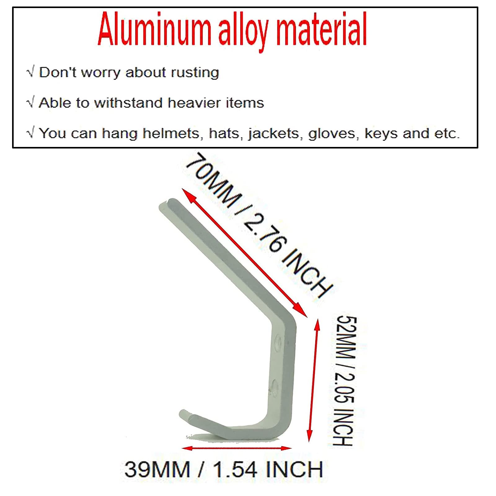 Pmsanzay 2/PK Helmet Holder Hook, Sturdy Helmet Display Rack, Wall Mounted Helmet Storage Rack Hanger, for Motorbike Jacket Wall