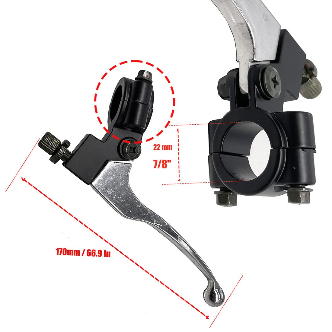 Oriental Power 22mm Brake Lever Left Hand with Rear Brake Cable Compatible with Coleman CT200U, CT200U-EX & BT200X for 98cc 196c