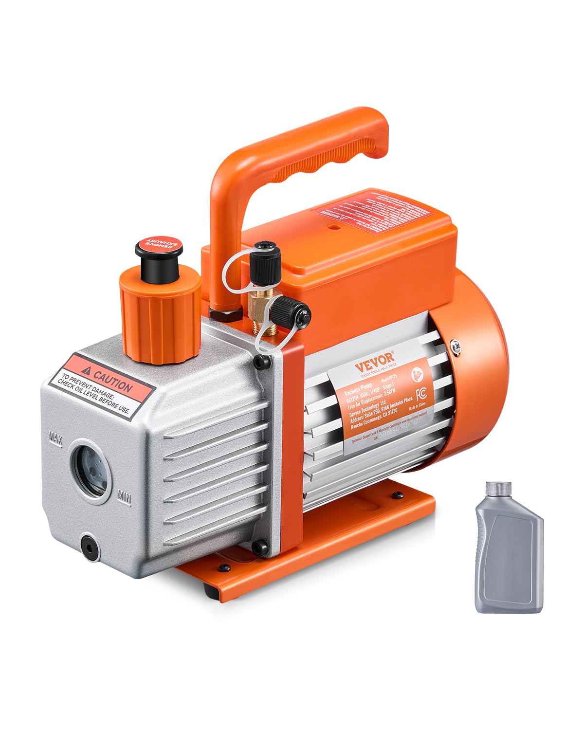 VEVOR Vacuum Pump, 3.5 CFM, HVAC Single Stage Rotary Vane Vacuum Pump, for R134a R22 R410a Systems, Auto AC Vacuum Pump Kit with