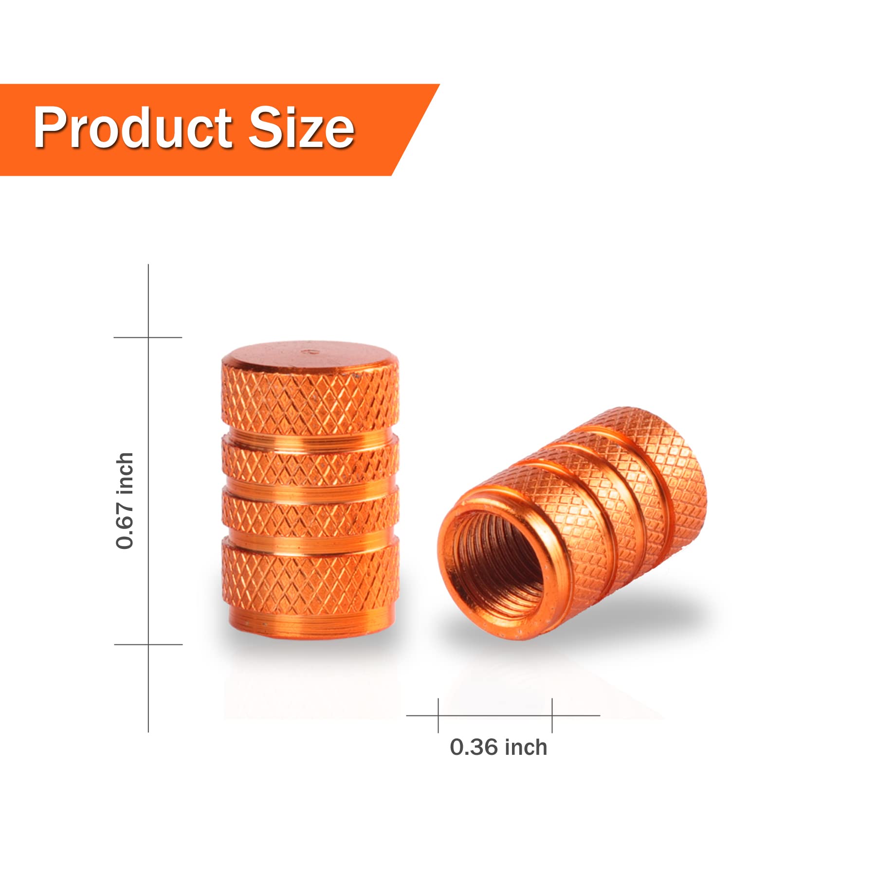 Singaro 12Pcs Tire Valve Stem Caps, Car Exterior Accessories, Aluminum Alloy Valve Cover Universal For Cars, Trucks, Motorcycles And Bicycles (Orange)