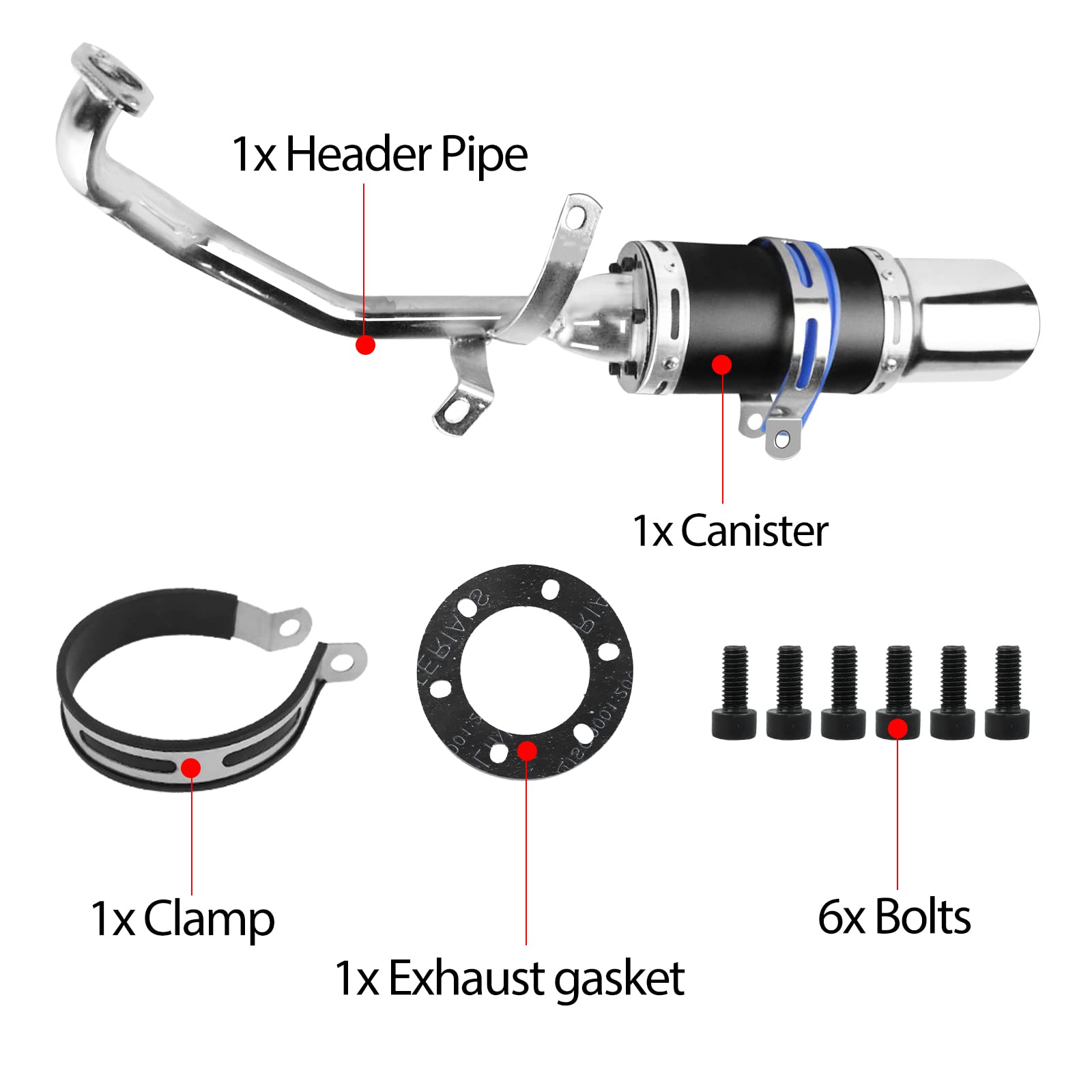 FLYPIG High Performance GY6 150cc Muffler Exhaust Pipe kit Replace for System Shorty GY6 125cc 150cc 152QMI 157QMJ ATV 4 Stroke