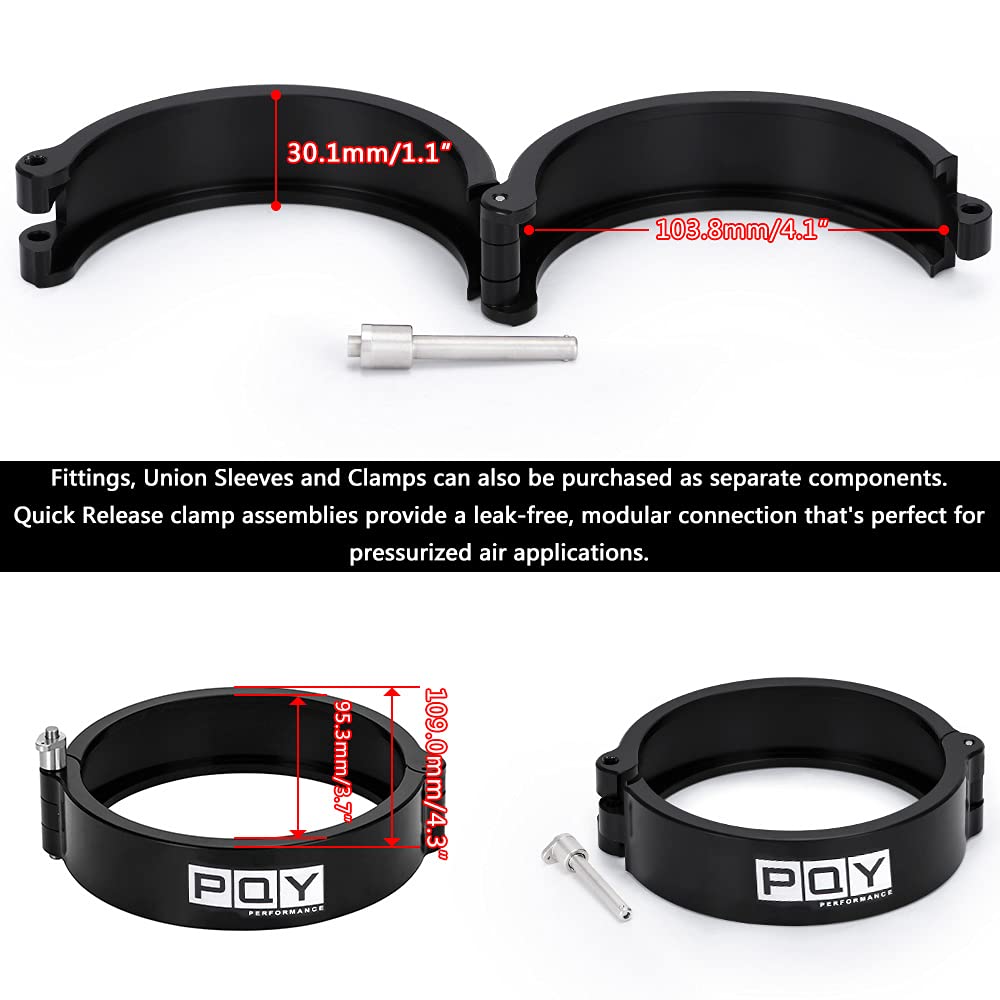 Pqy 3.5 Inch Aluminum Quick Release V Band Clamp With Flange Intake Intercooler Pipe Clamp Throttle Union Sleeve
