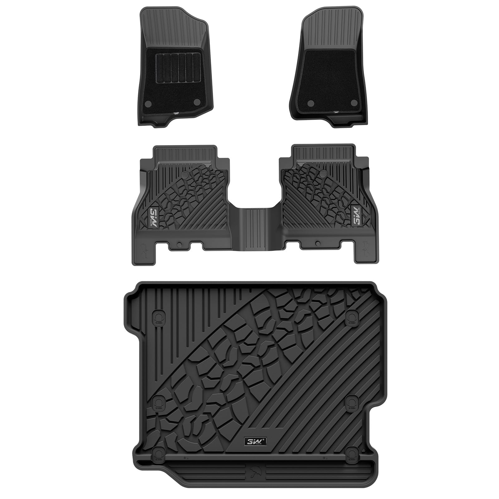 3W Floor Mats&Cargo Liner with Carpets on TOP Fit for Jeep Wrangler JL 2018-2024 2025 Unlimited 4-Door Sahara Willys Rubicon Wit