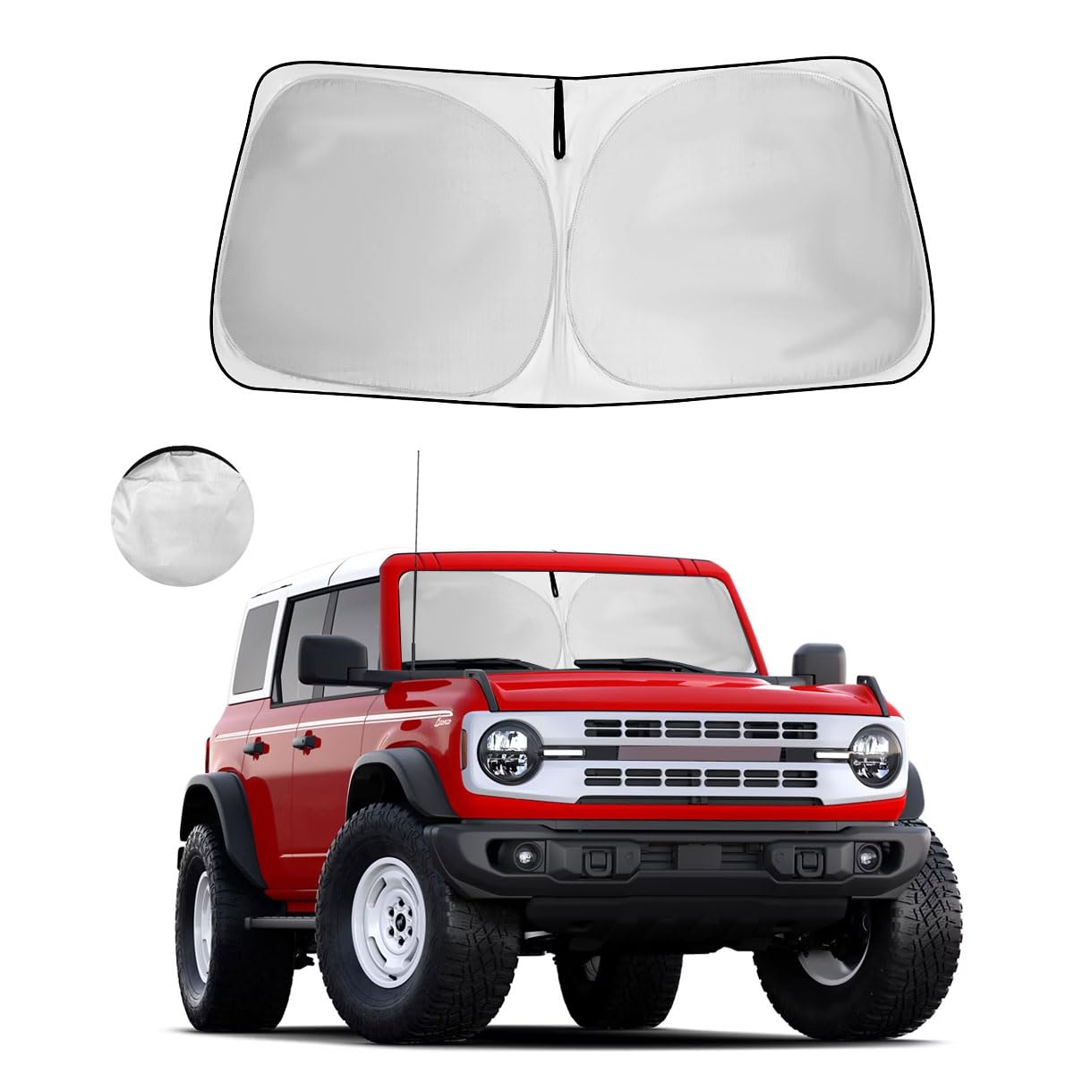 Windshield Sun Shade For Ford Bronco Accessories Window Sunshade Fit 2025 2024 2023 2022 2021 Ford Bronco(Only For Bronco Spor)