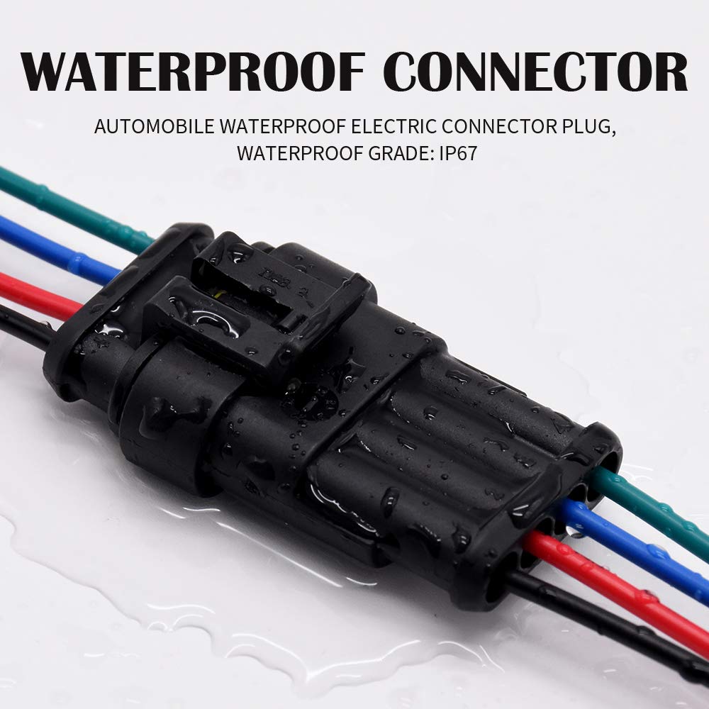 4 Pin Connector Waterproof Connector, Male And Female Way 16 Awg Wire Suitable For Car Truck, Boat And Other Wire Connection 5 K