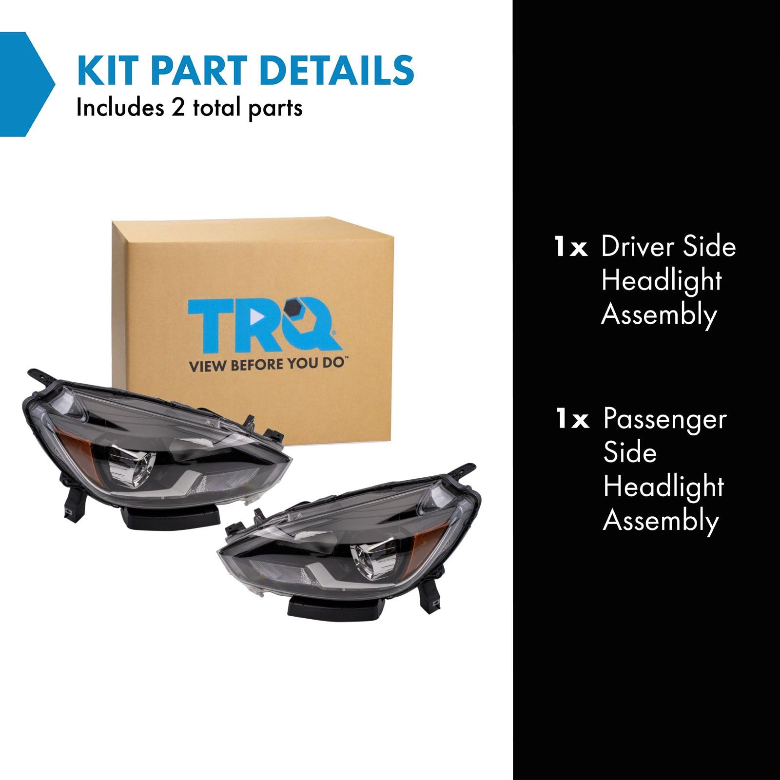 Trq Headlight Assembly Set Headlights Driver & Passenger Side Compatible With 2016 Nissan Sentra Ni2502246 Ni2503246