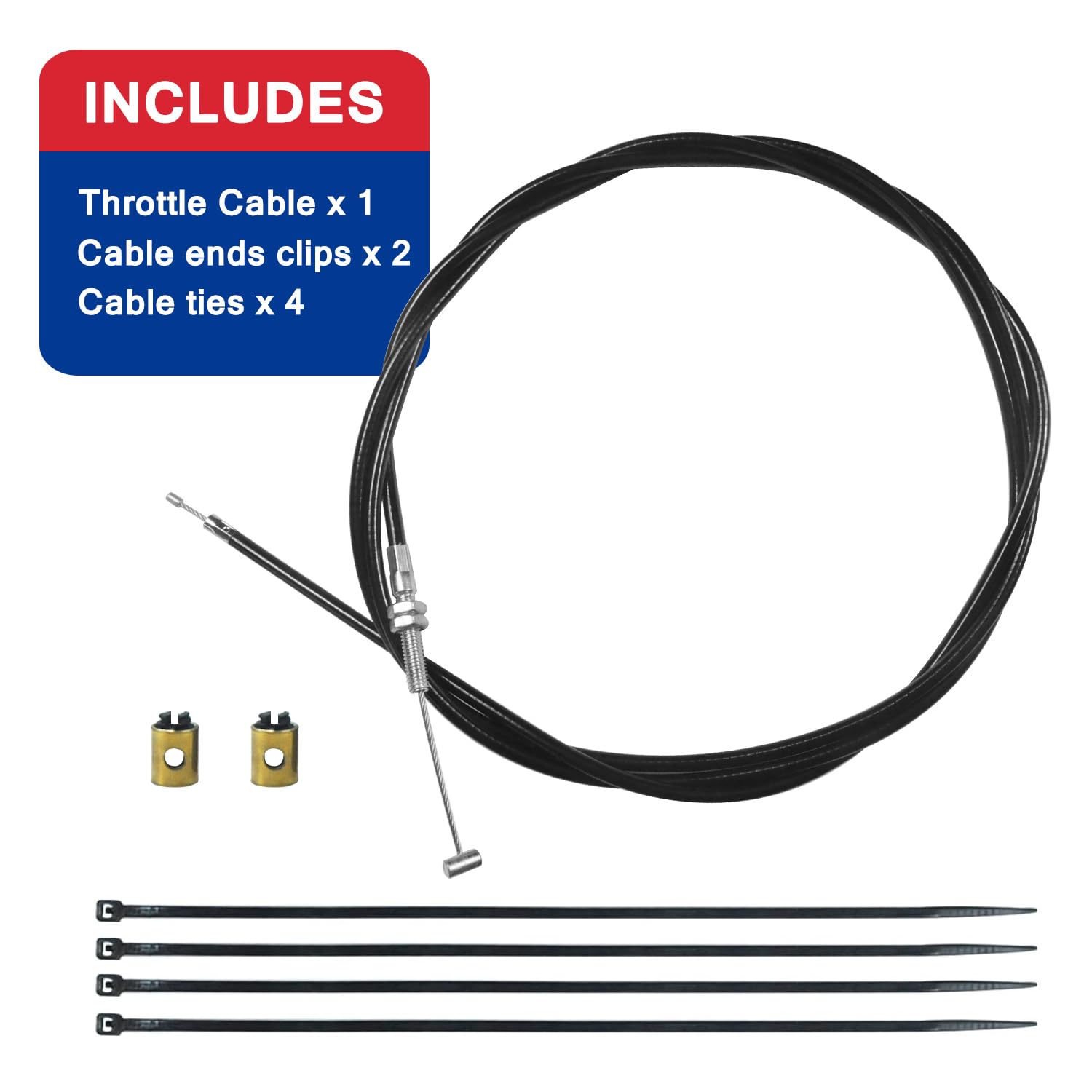 Hooup 75'' 1900Mm Straight Throttle Cable For 90Cc 110Cc 125Cc Kandi Gka Gka2 Go Kart Black Widow Go Cart Yerf Dog Mini Bike Gas Scooter Dirt Bike Buggy