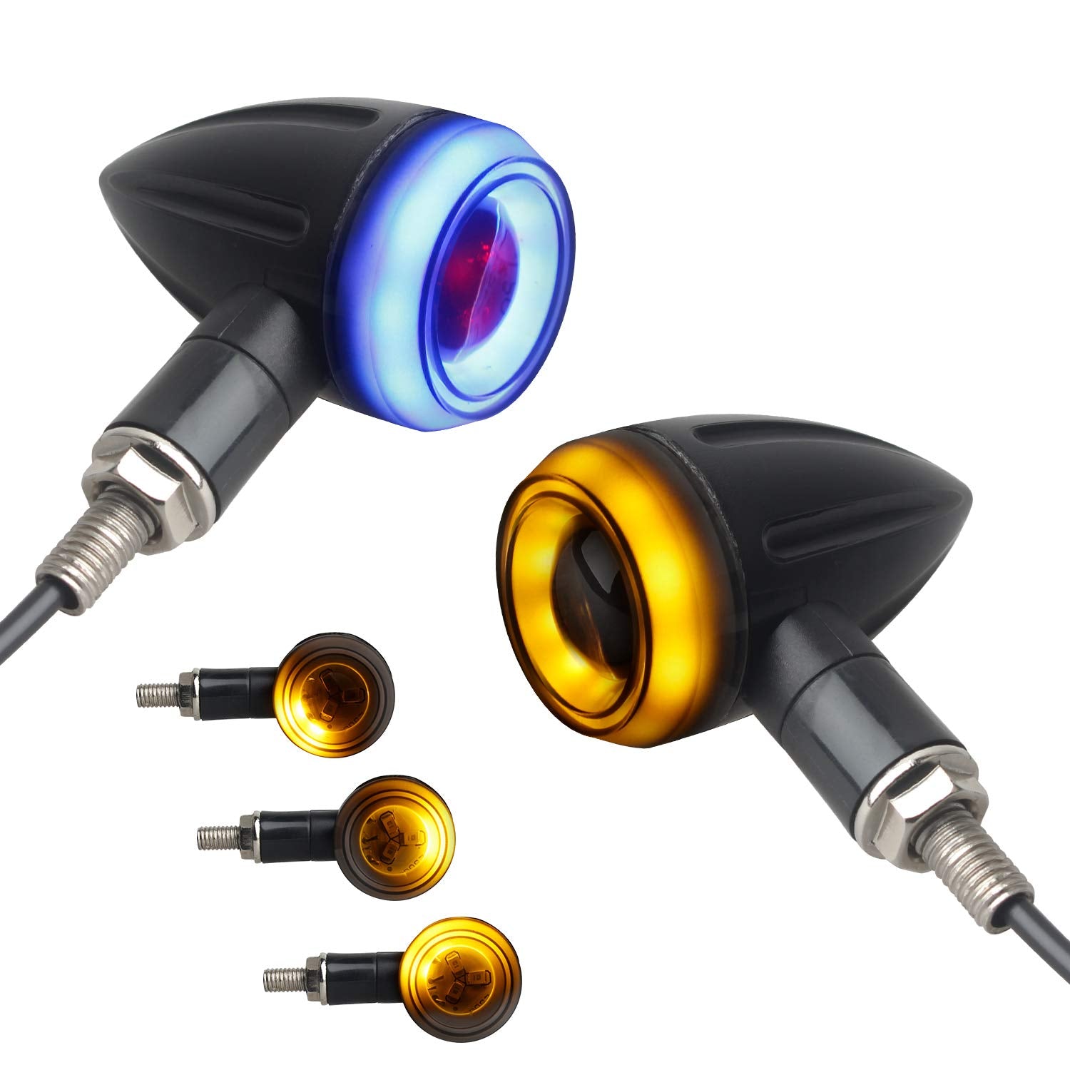 NTHREEAUTO Sequential Turn Signals Light LED Switchback Flowing Motorcycle Blinkers Universal Bullet Indicators Compatible with 