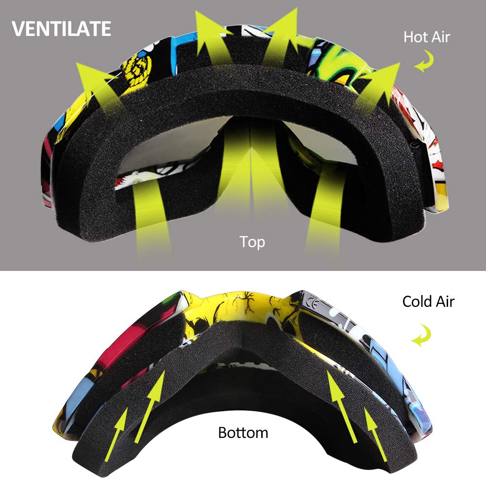 Motorcycle Goggles Atv Goggles Motocross Goggles Windproof Dirt Bike Goggles Dustproof Off Road Goggles Scratch Resistant Skiing