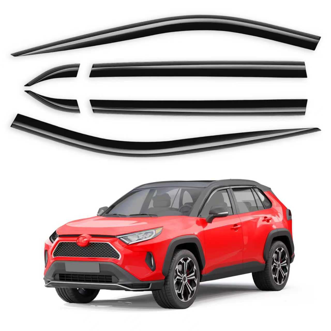 Saleago 6pcs Tape-On Window Rain Guards Fit for Toyota RAV4 2019-2025, Low-Profile Extra Durable Window Visors for RAV 4,Window 