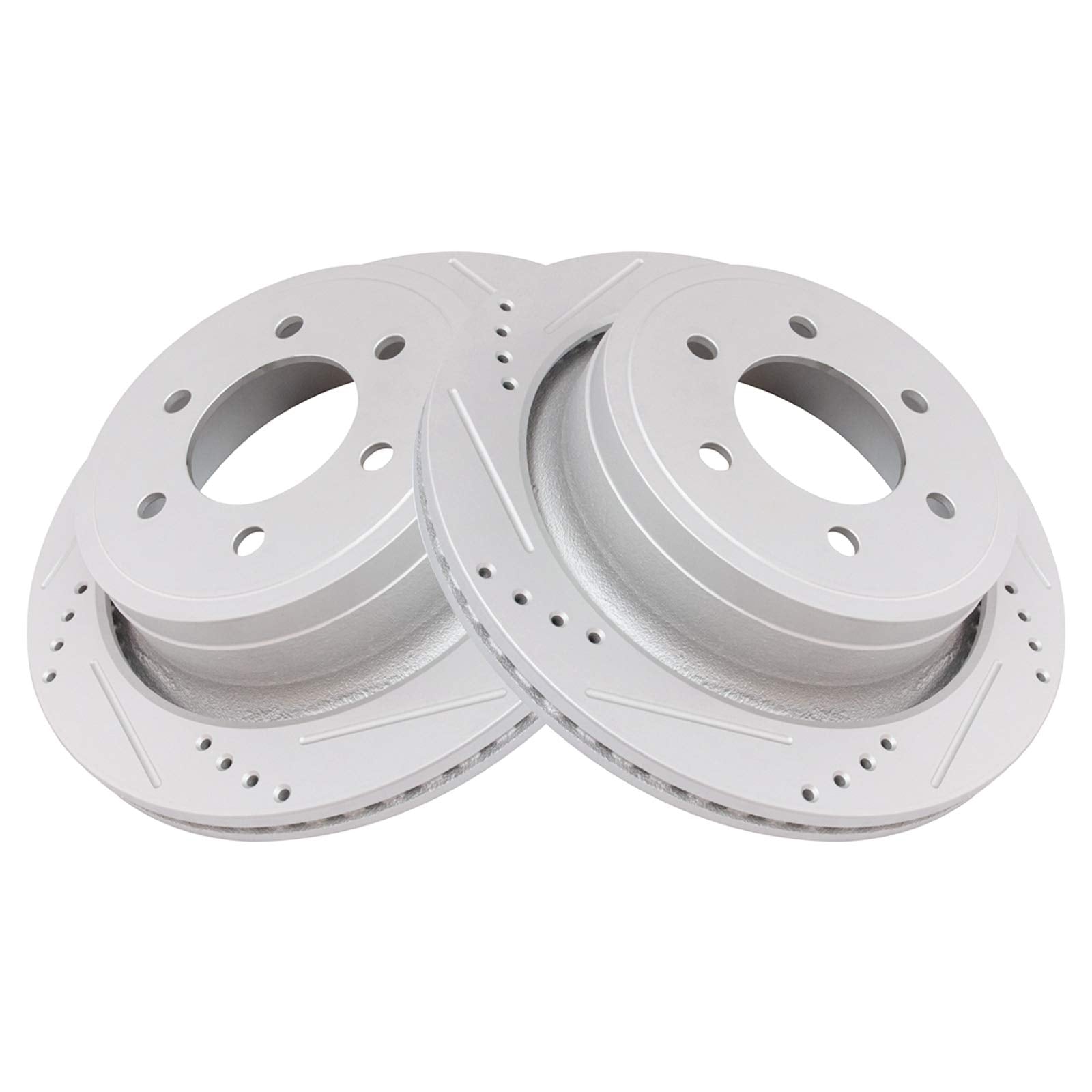 Trq Rear Performance Brake Rotors Set Vented Premium G-Coated Cross Drilled & Slotted Compatible With 2012-2018 Ford F-150