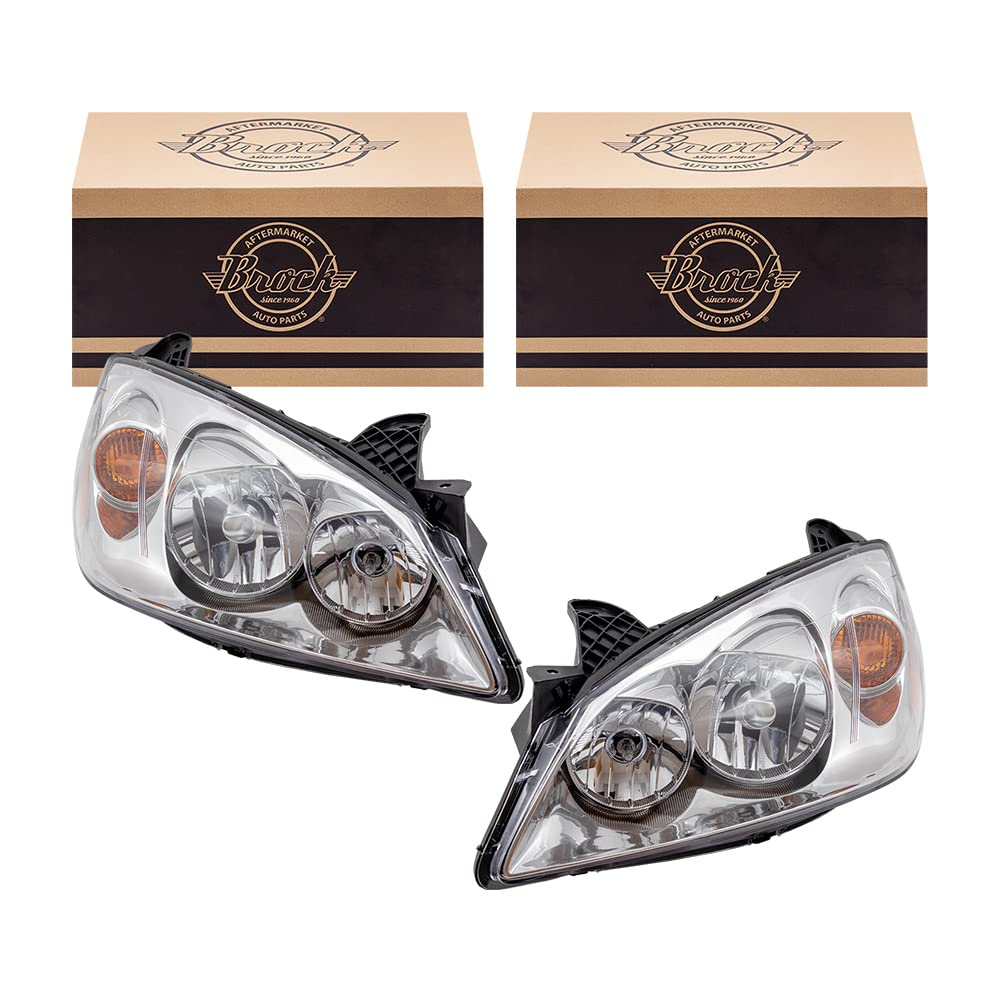 Brock Replacement Driver And Passenger Set Headlights With Amber Signal Compatible With 2005-2010 G6