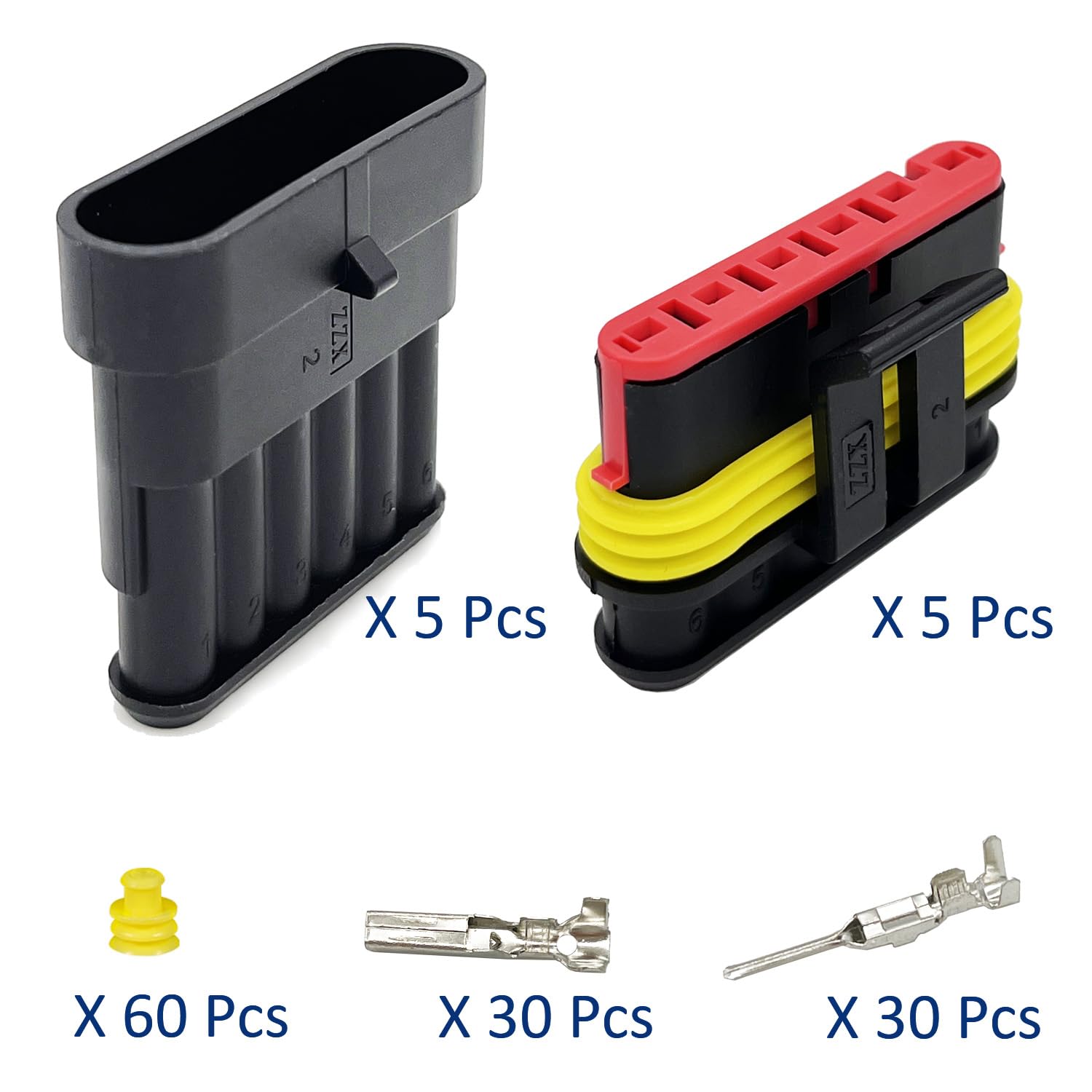 Twippo 5 Kit 6 Pin Connector Automotive Electrical Connectors Quick Connect and Disconnect 6 Wire Connectors Waterproof Connecto