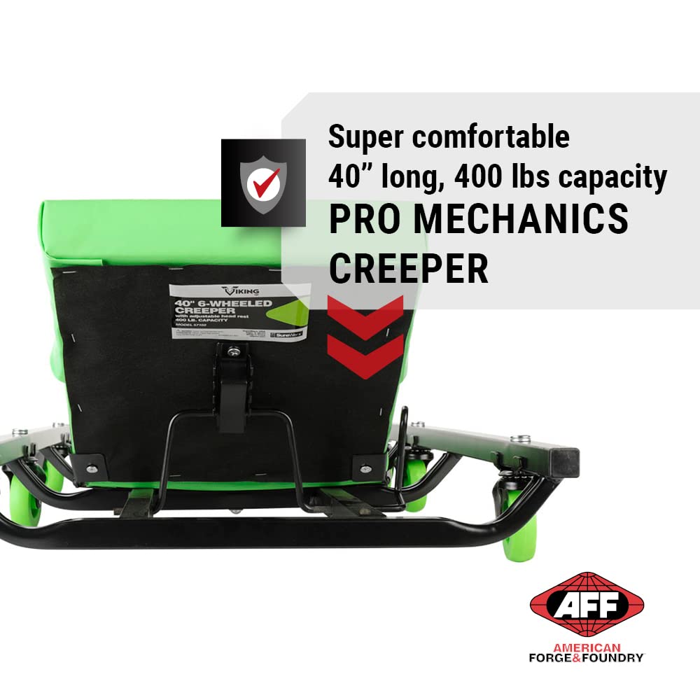 AFF Viking Mechanic's Creeper - Low Profile Fully Padded Design with Adjustable Head - Heavy Duty