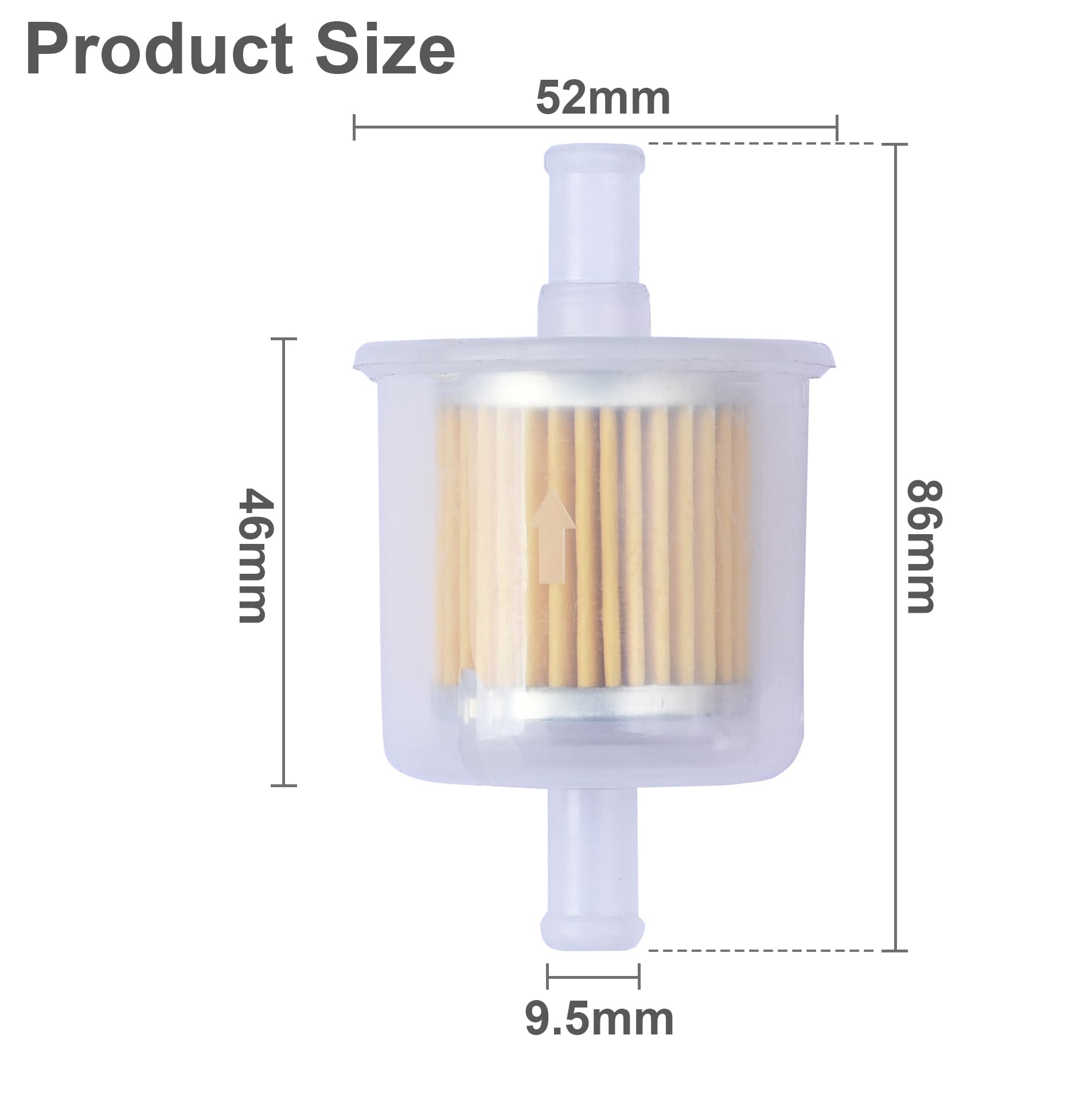 Universal Replacement Gas Inline Fuel Filters for Motorcycles, Cars, Trucks And Gasoline Powered Engines 3/8 Inch (Pack of 4)