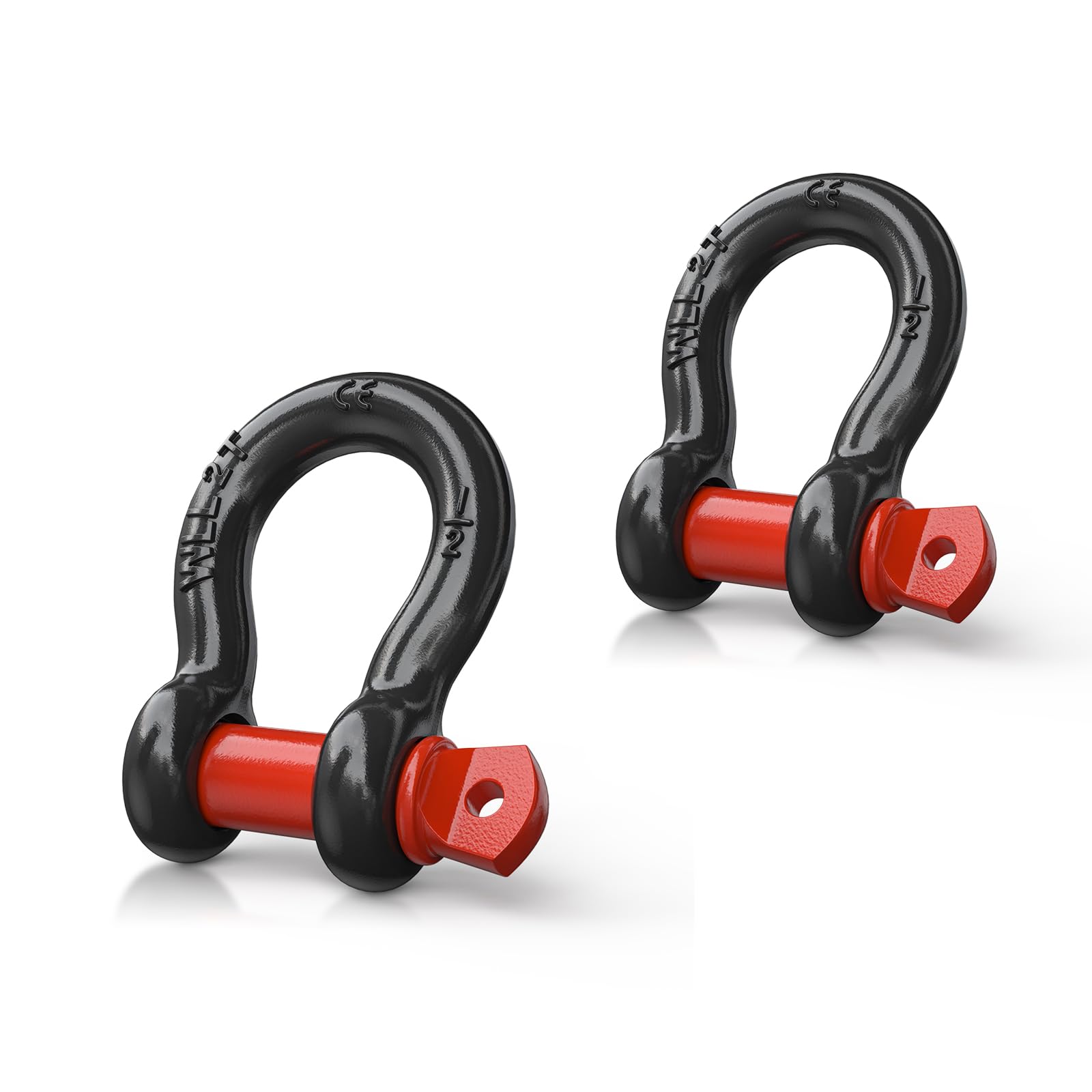 Nilight 2 Pack Small Shackles 1/2 D-Ring Shackle 2 Ton (4409 lbs) Capacity Heavy Duty Off Road Recovery Shackle Kit for Cars and