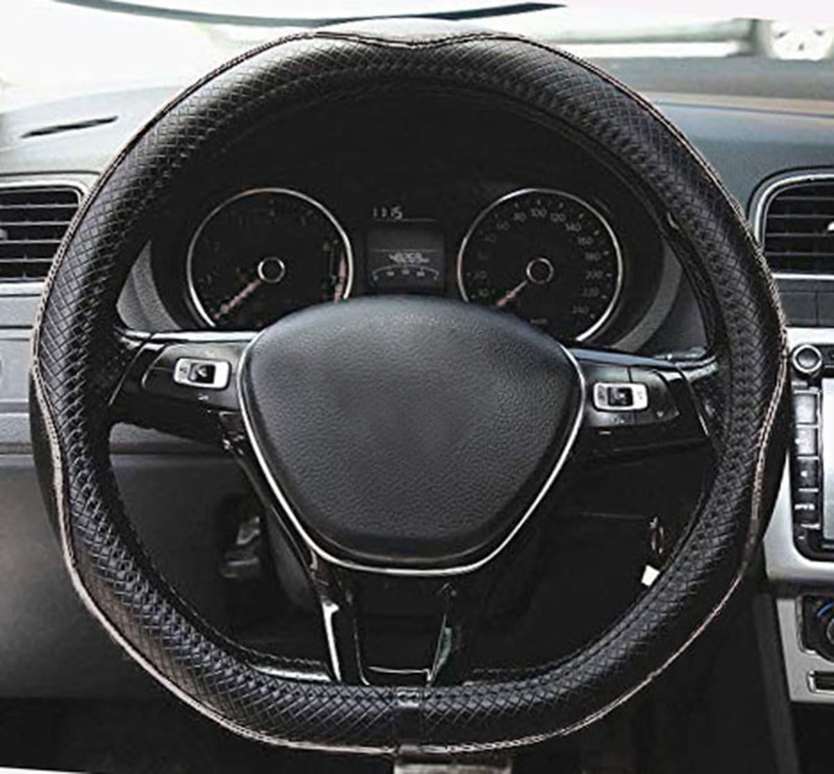 Mayco Bell Flat Bottom Steering Wheel Cover Anti-Slip,Safety,Soft,Breathable,Durable,Full Surround,Comfortable Grip Microfiber L