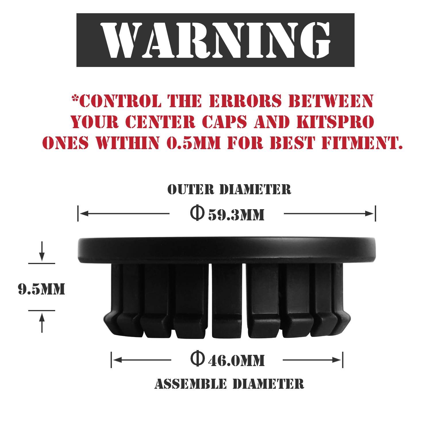 Kitspro 2.3Inch 59Mm Wheel Center Caps For Chevrolet Chevy Cruze Equinox Impala Malibu Rim Hub Caps, Pack Of 4 (Matte Black, Out