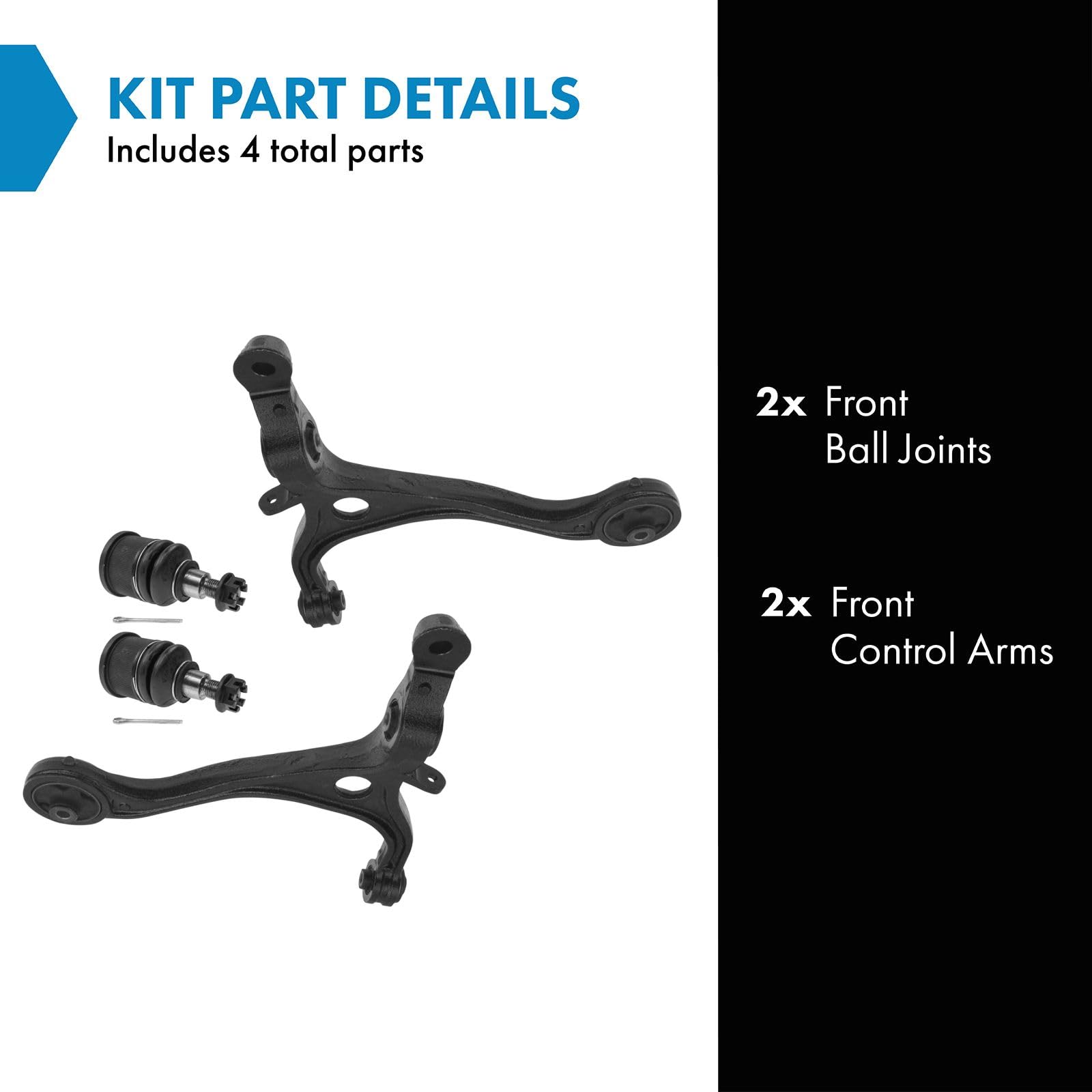 TRQ Front Lower Control Arm with Ball Joint Set Compatible with 2004-2008 Acura TSX 2003-2007 Honda Accord