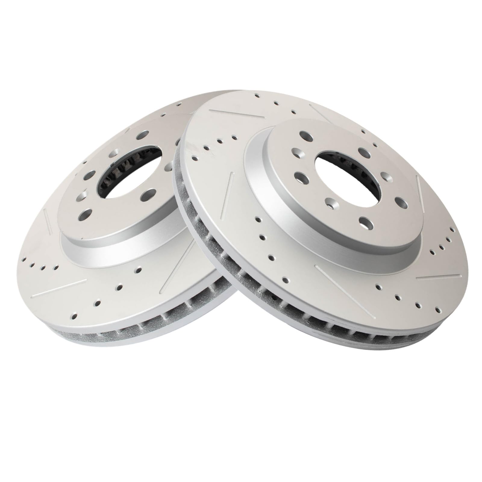 Trq Front Performance Brake Rotors Set Premium G-Coated Cross Drilled & Slotted Compatible With 2006-2011 Buick Lucerne 2006-201