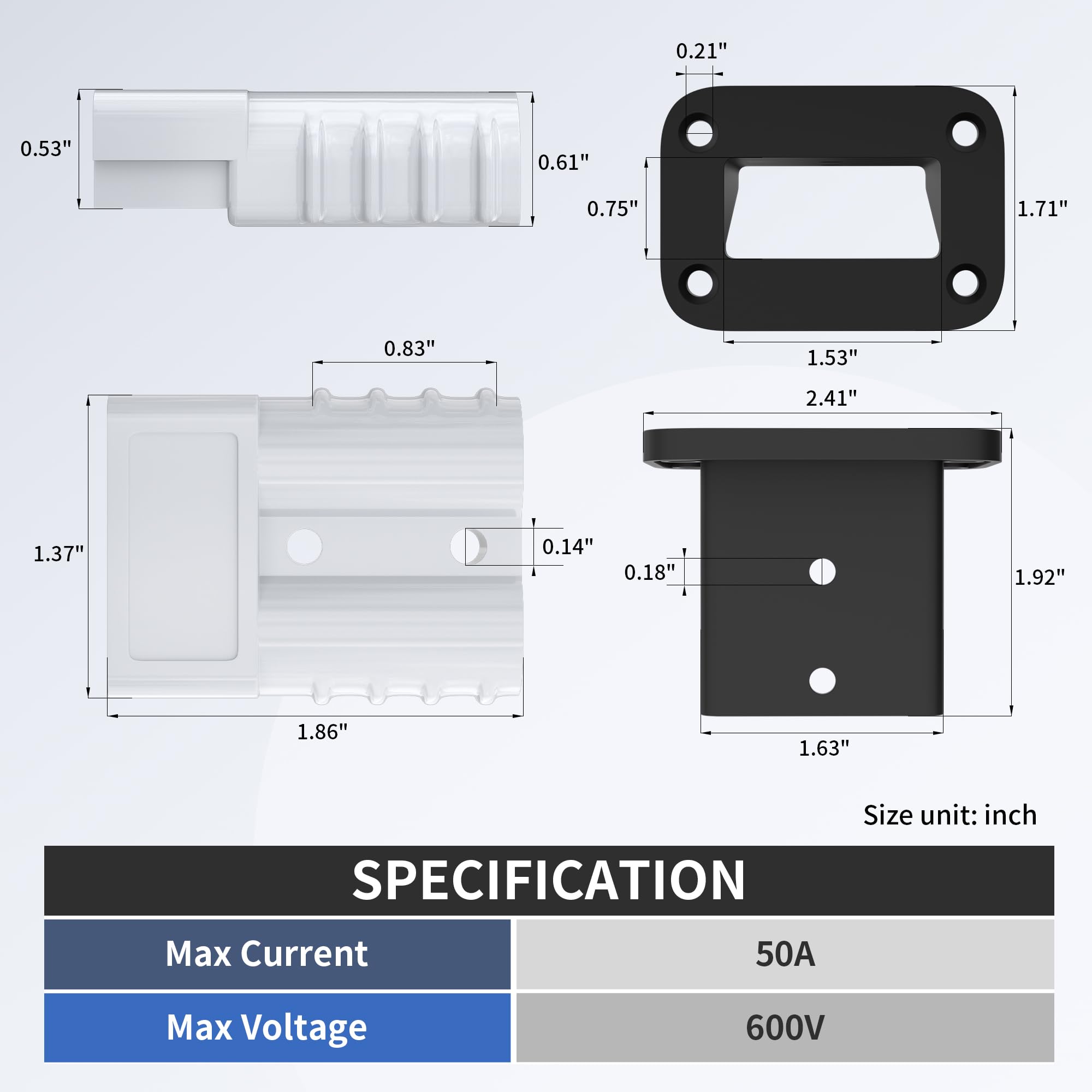 Rvboatpat 50 Amp Battery Quick Connect/Disconnect Connector 6 To 12 Gauge Battery Cable Connector Quick Disconnect Battery Termi
