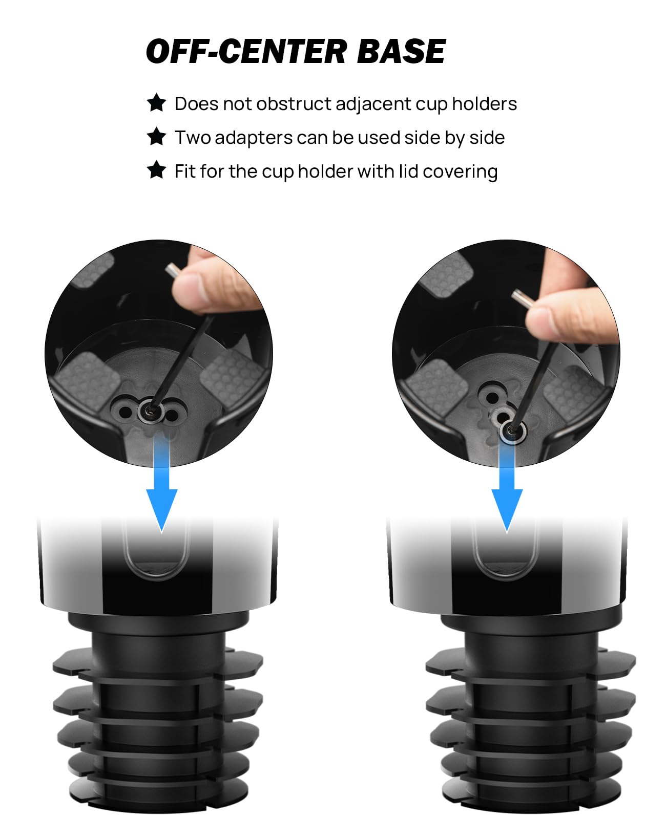 Joytutus 2 Pack Cup Holder Tray For Car, Car Cup Holder Expander With 360Rotation Tray, Large Cup Drink Holder Fit For Yeti/Hydr