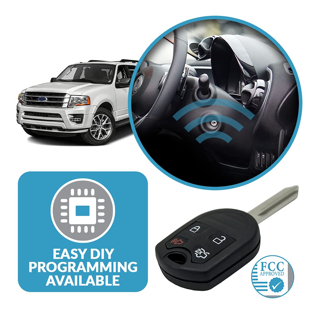 Keyless2Go Replacement for New Uncut Keyless Remote Head Key Fob Select Escape Explorer Focus Fusion That use OUCD6000022164-R80