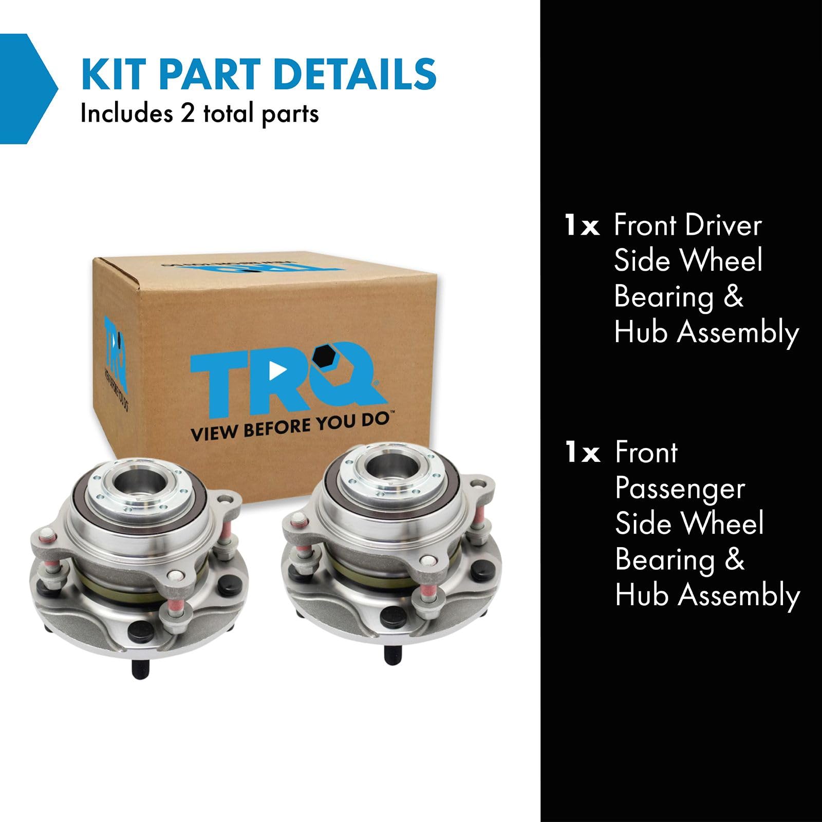 Trq Front Wheel Hub Bearings Assembly Set Compatible With 2008-2021 Toyota Sequoia 2007-2021 Tundra