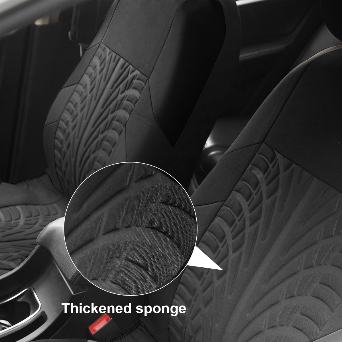 Car Seat Covers Full Set, Polyester Front Bucket Seat Protectors With Split Bench Back Seat Covers, Breathable Thicken Premium Sporty Seat Cushions, Auto Accessories For Car, Suv (Black/Front,Back)