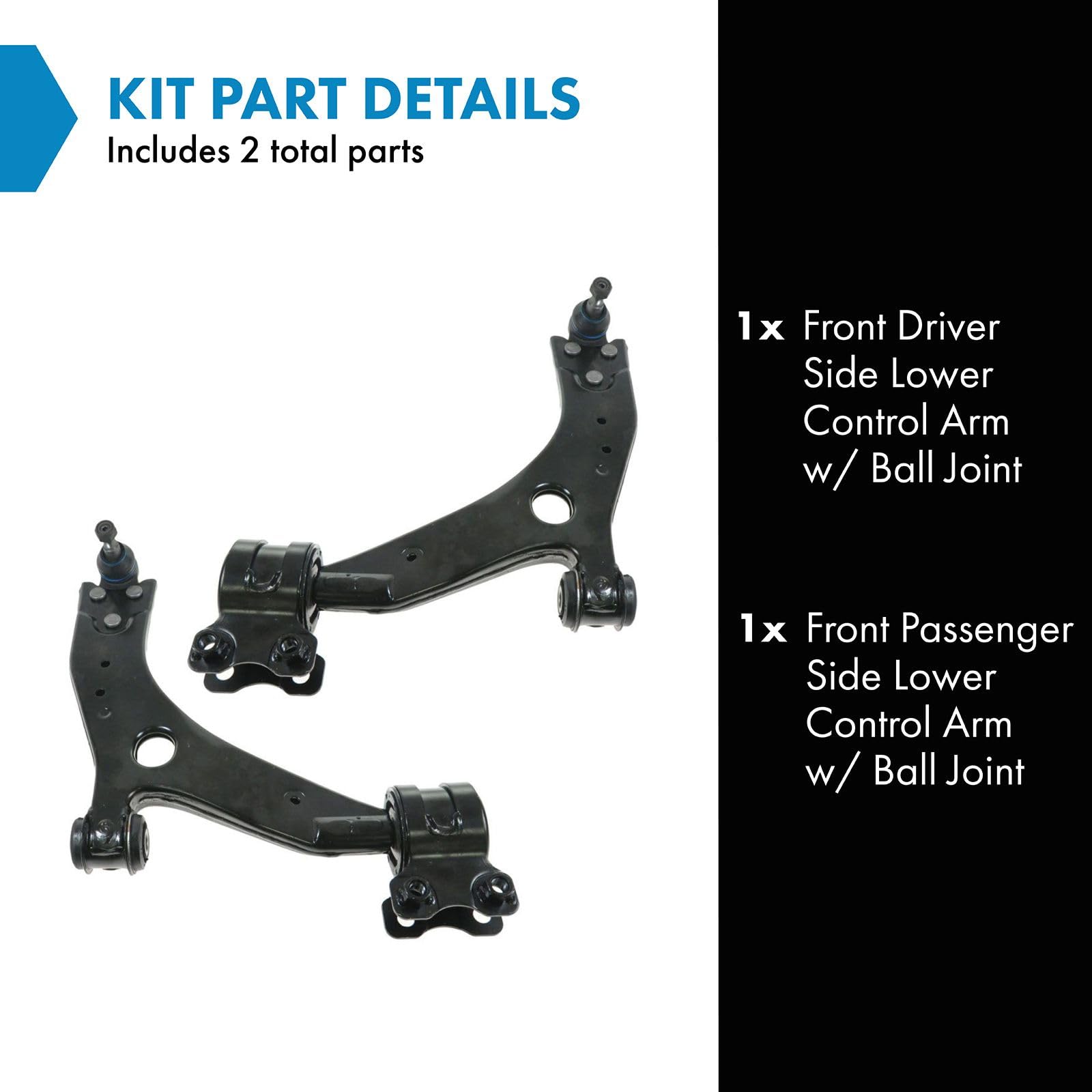 Trq Front Lower Control Arm With Ball Joint Set Compatible With 2008-2013 Volvo C30 2006-2013 C70 2006-2011 S40 V50
