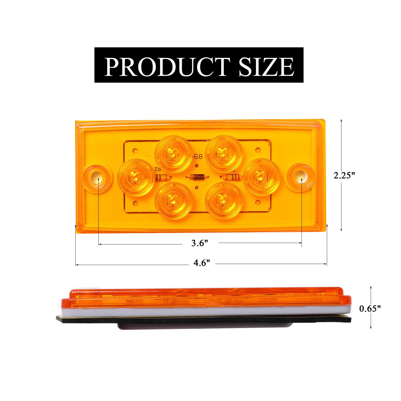 Npauto 5Pcs Freightliner Cab Lights 6 Led Amber Roof Top Clearance Marker Lights Compatible For Freightliner Century Columbia Vo